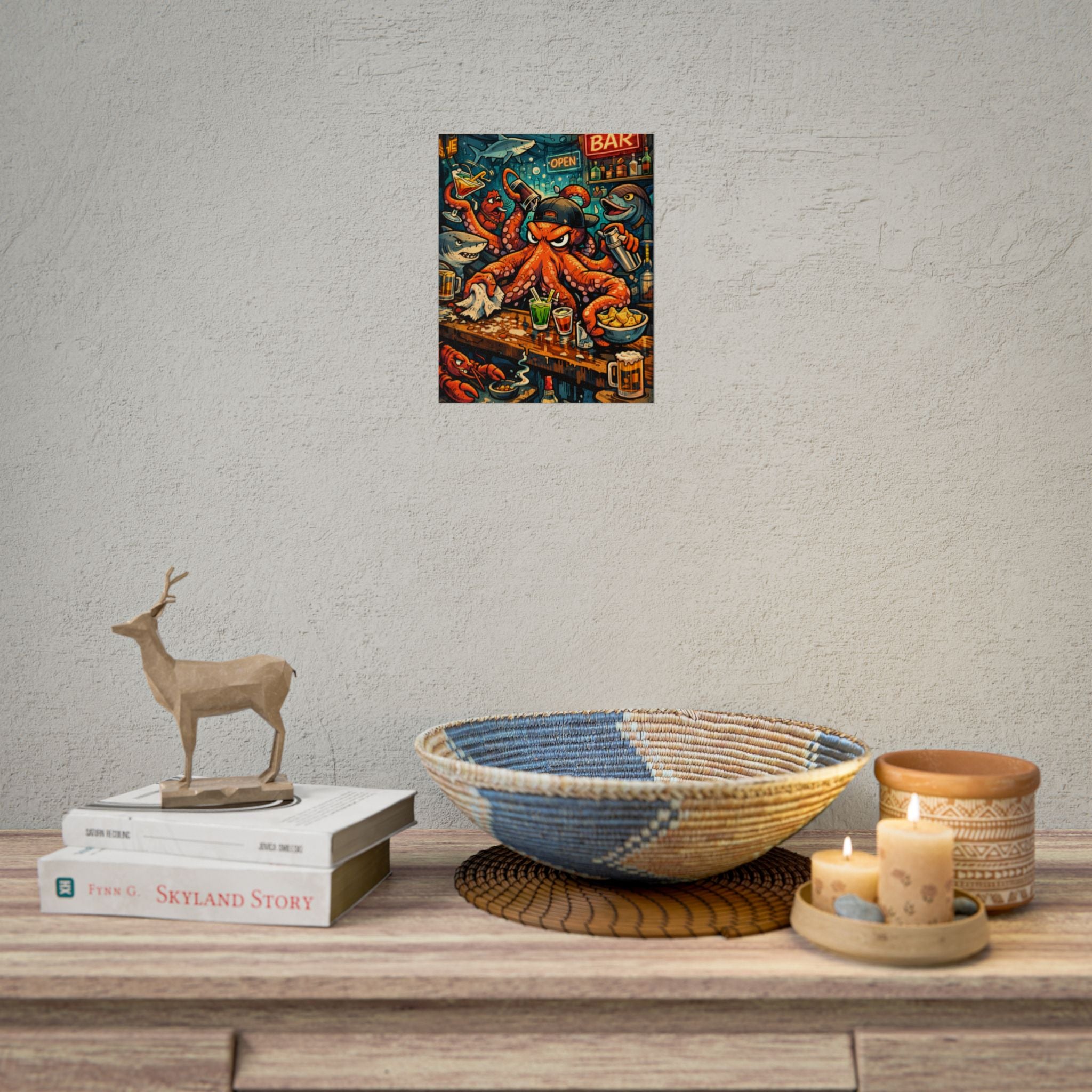 Octopus Bar Poster — Humorous Nautical Party Art Print