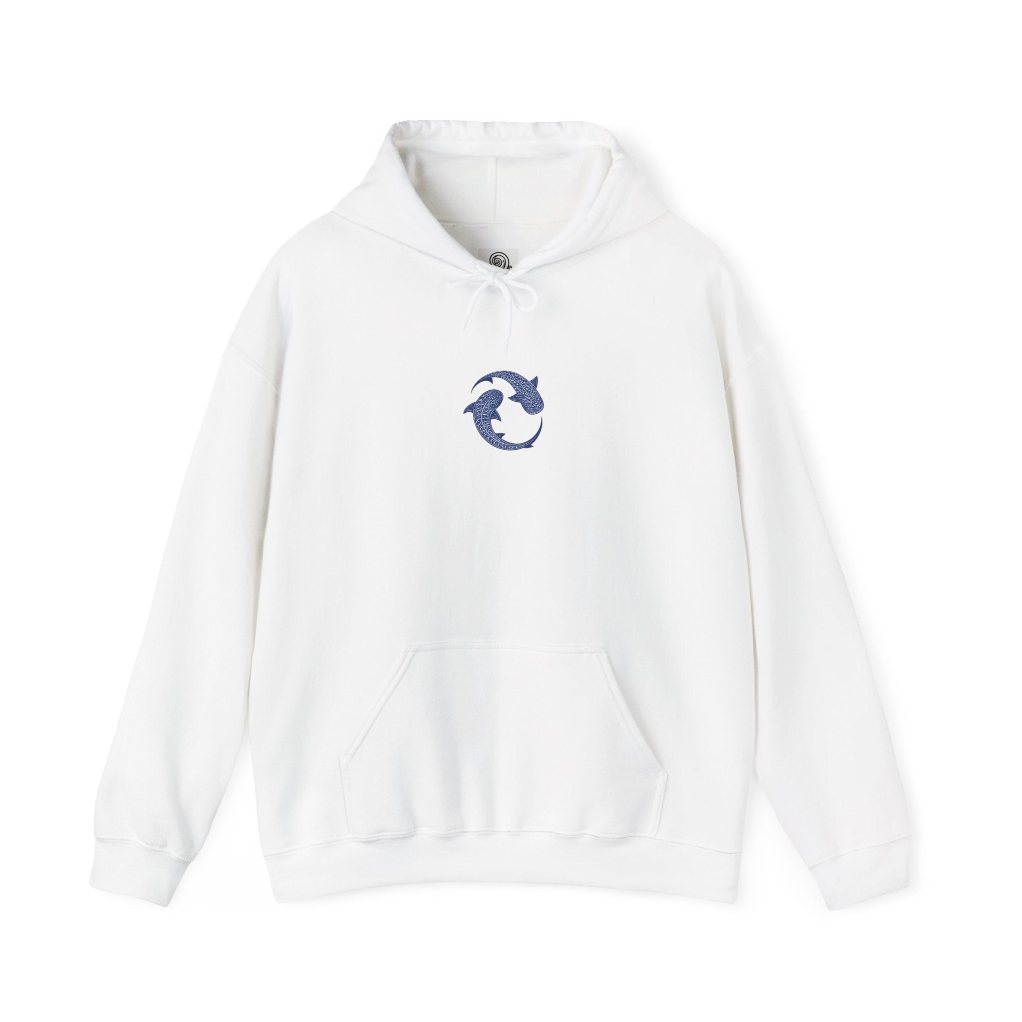 Blue whale Yin Yang Hoodie — Intricate Tribal Graphic Hoodie