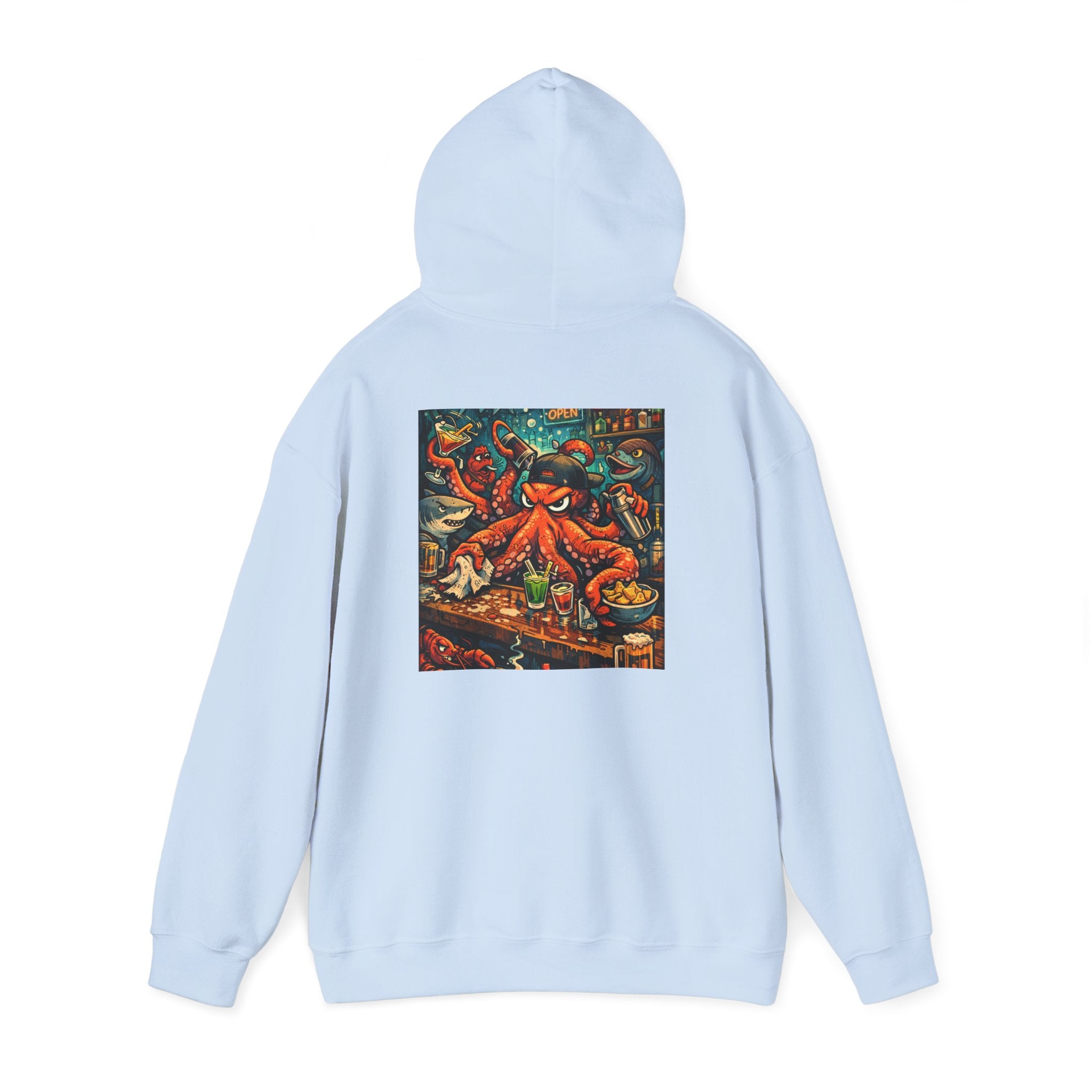 Octopus behind the bar multitasking - Graphic Hoodie