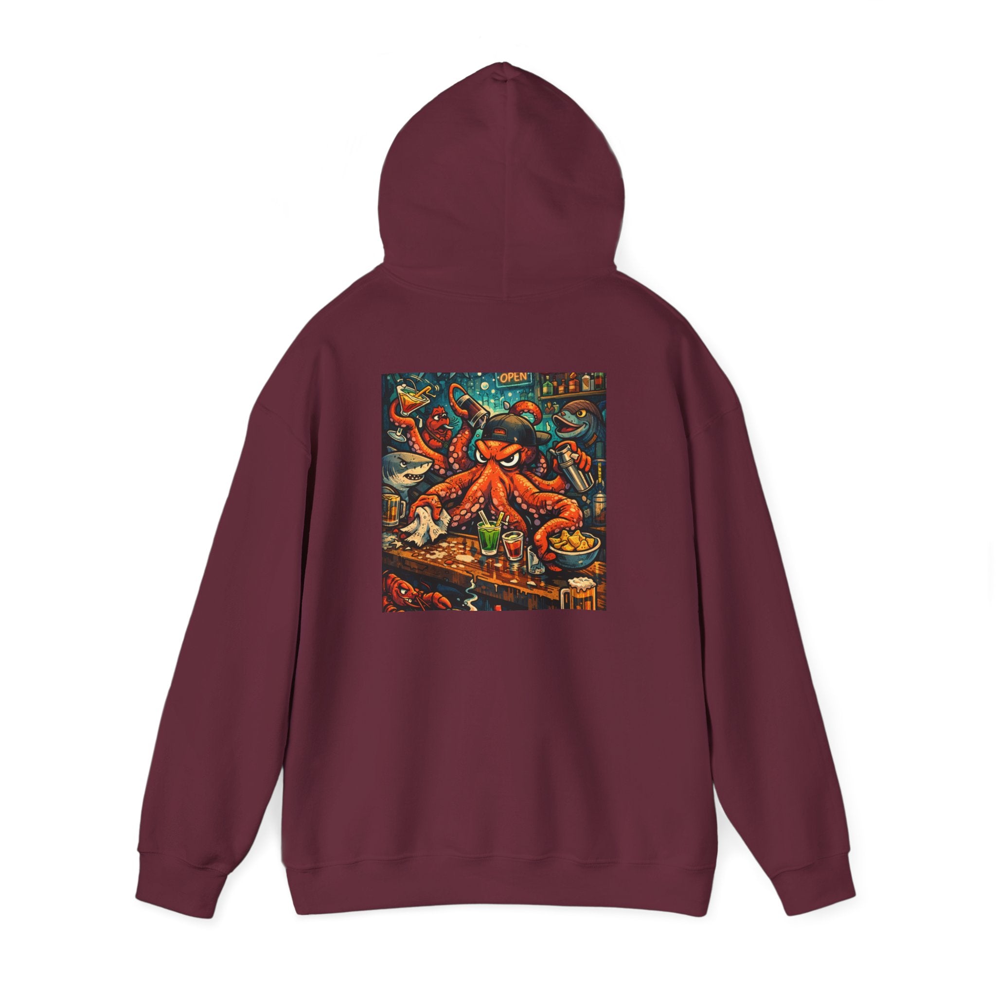 Octopus behind the bar multitasking - Graphic Hoodie