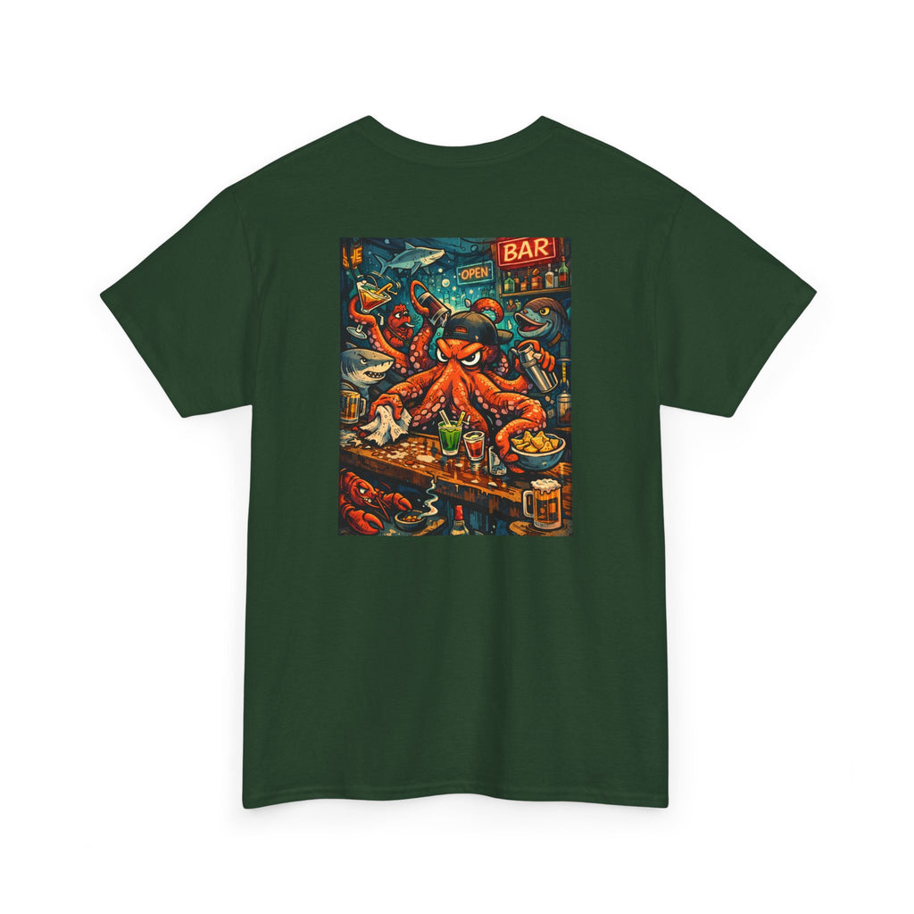Octopus behind the bar multitasking - Graphic T-Shirt