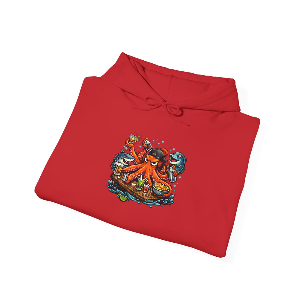 Octopus behind the bar multitasking - Graphic Hoodie