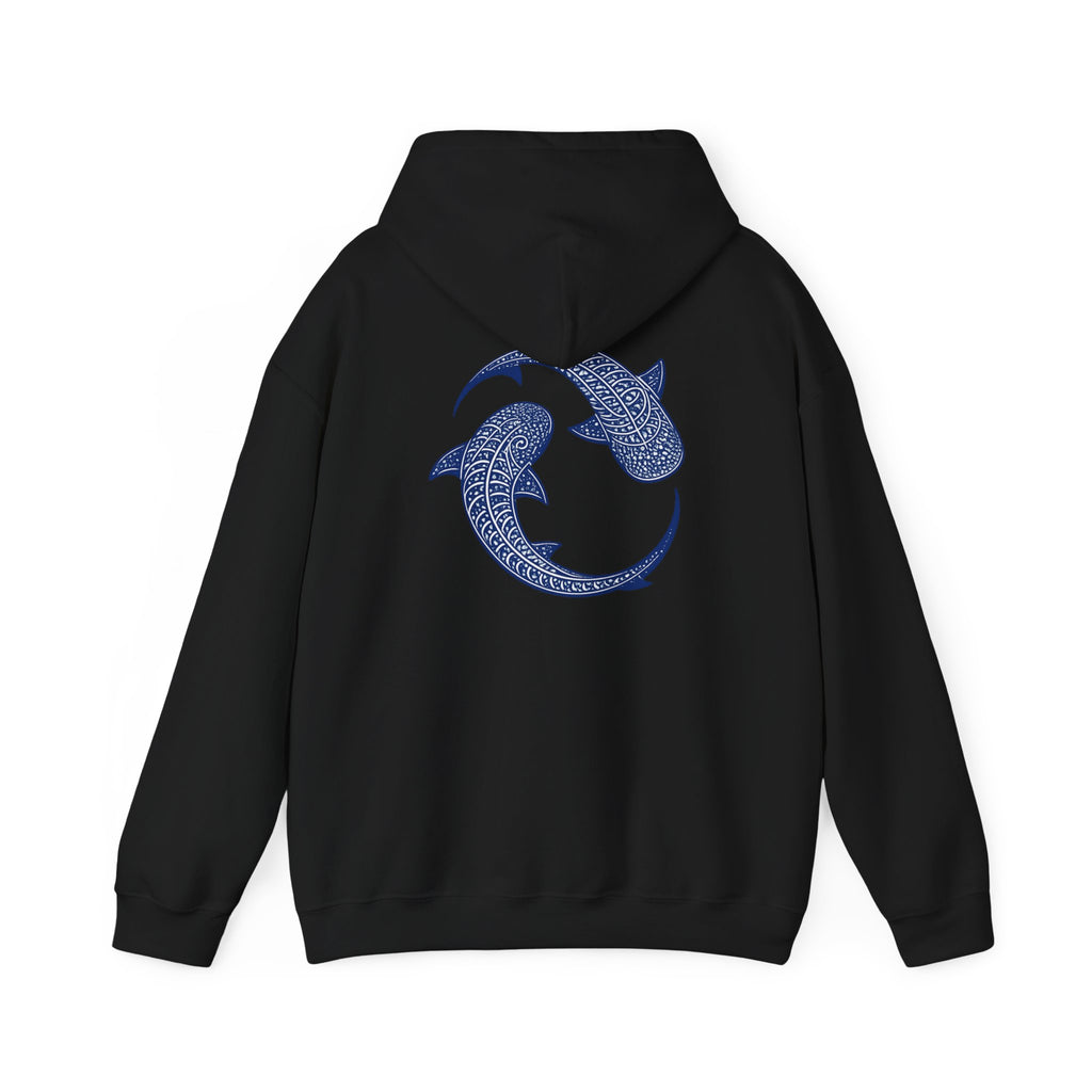 Blue whale Yin Yang Hoodie — Intricate Tribal Graphic Hoodie