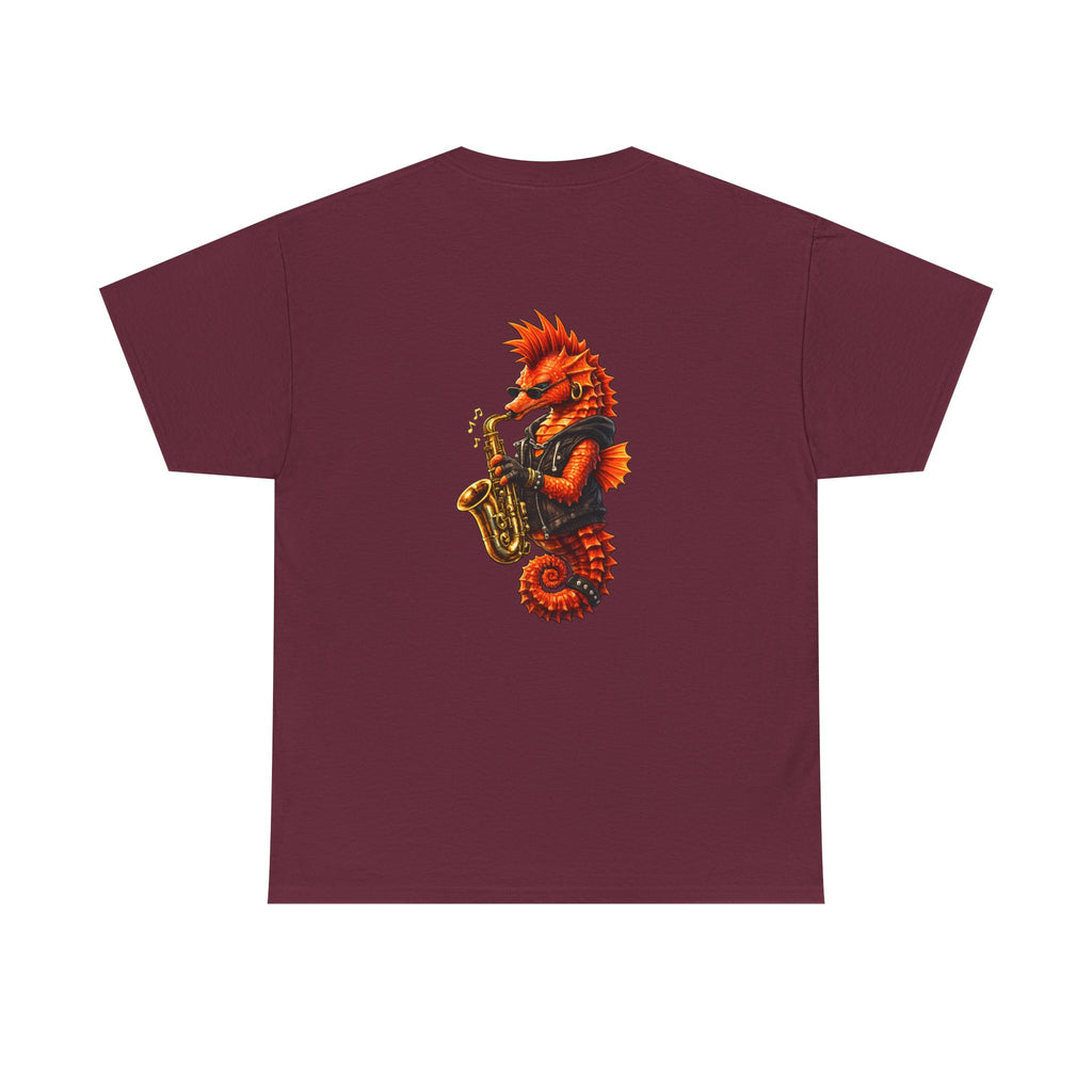Seahorse on the Sax - "Made under pressure. Made below sea level." - Graphic T - Shirt