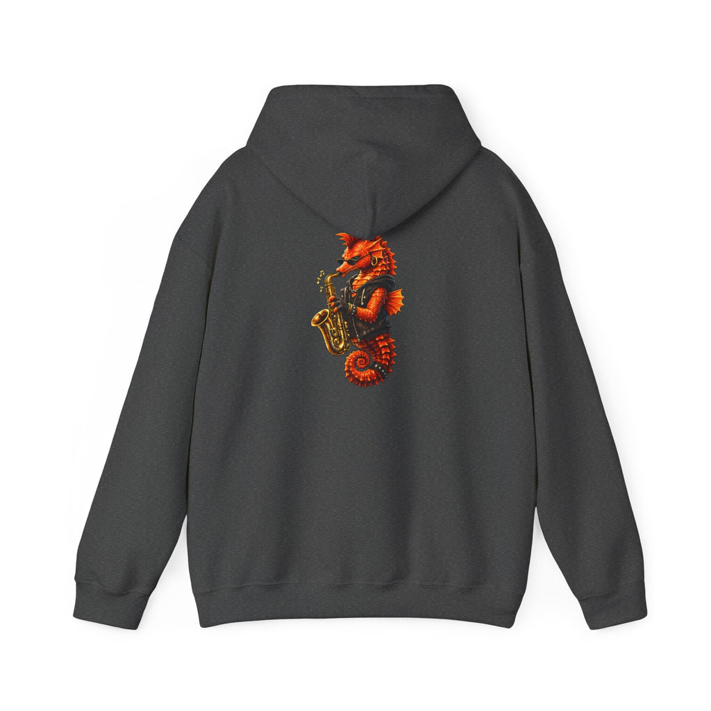Seahorse on the sax - "Made under pressure. Made below sea level." - Graphic Hoodie
