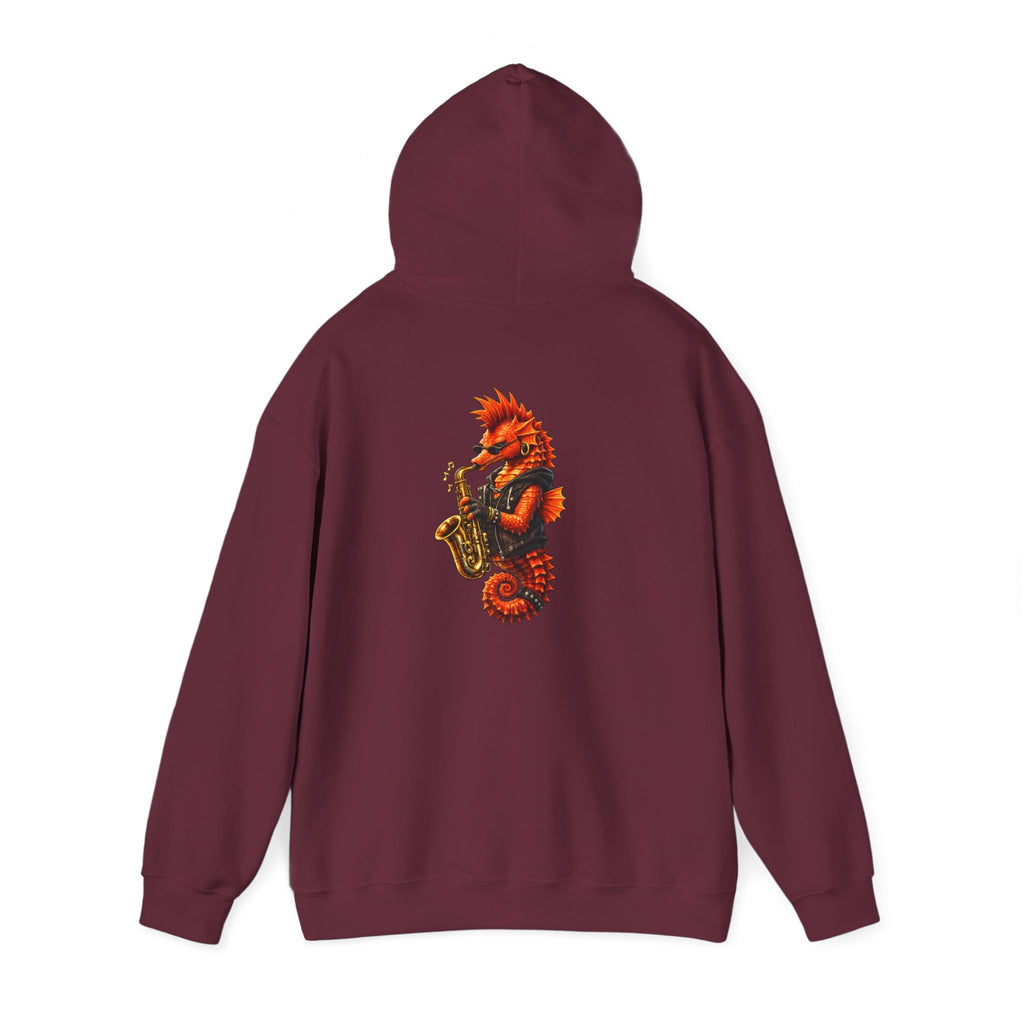 Seahorse on the sax - "Made under pressure. Made below sea level." - Graphic Hoodie