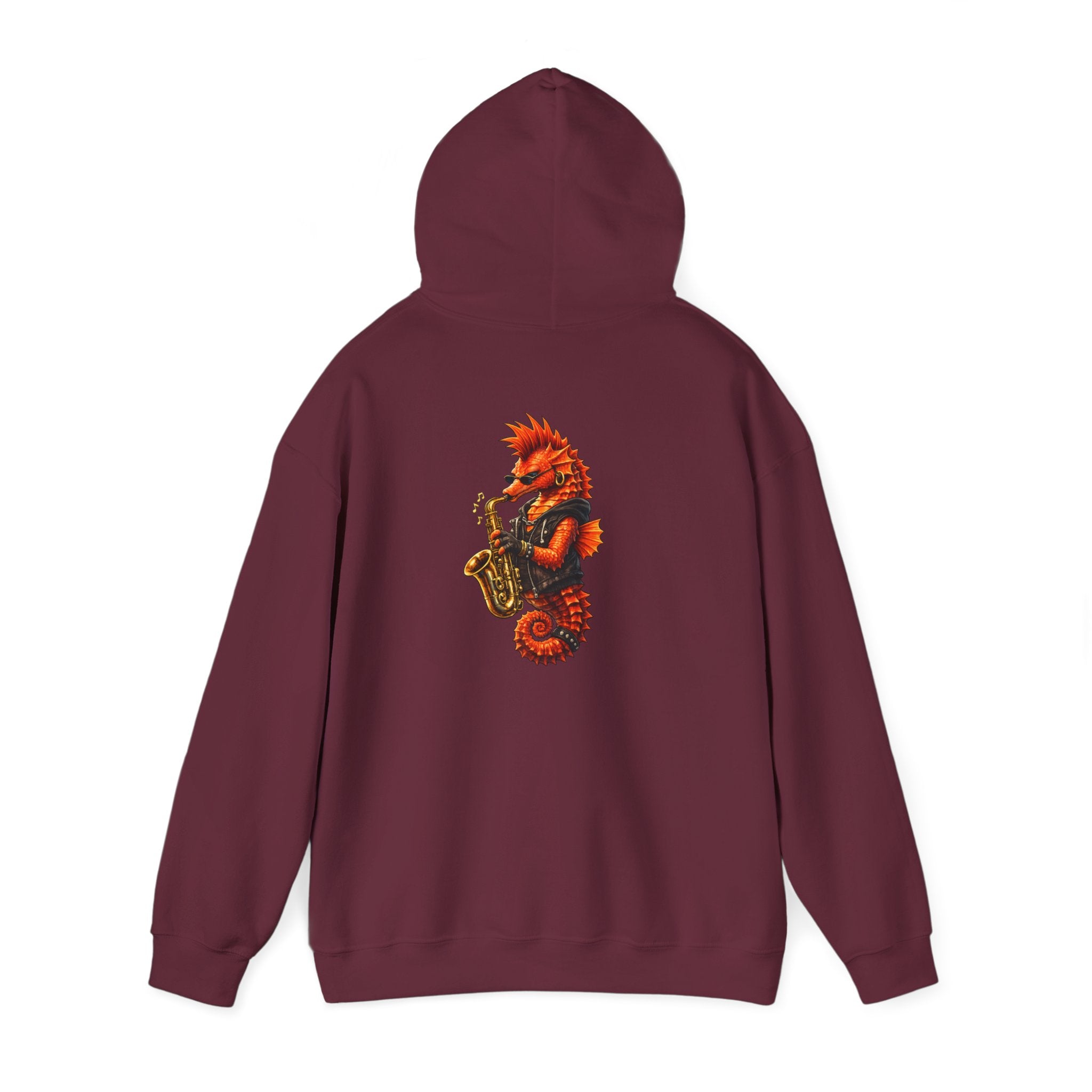 Seahorse on the sax - "Made under pressure. Made below sea level." - Graphic Hoodie