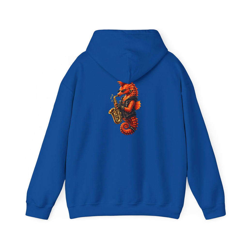 Seahorse on the sax - "Made under pressure. Made below sea level." - Graphic Hoodie