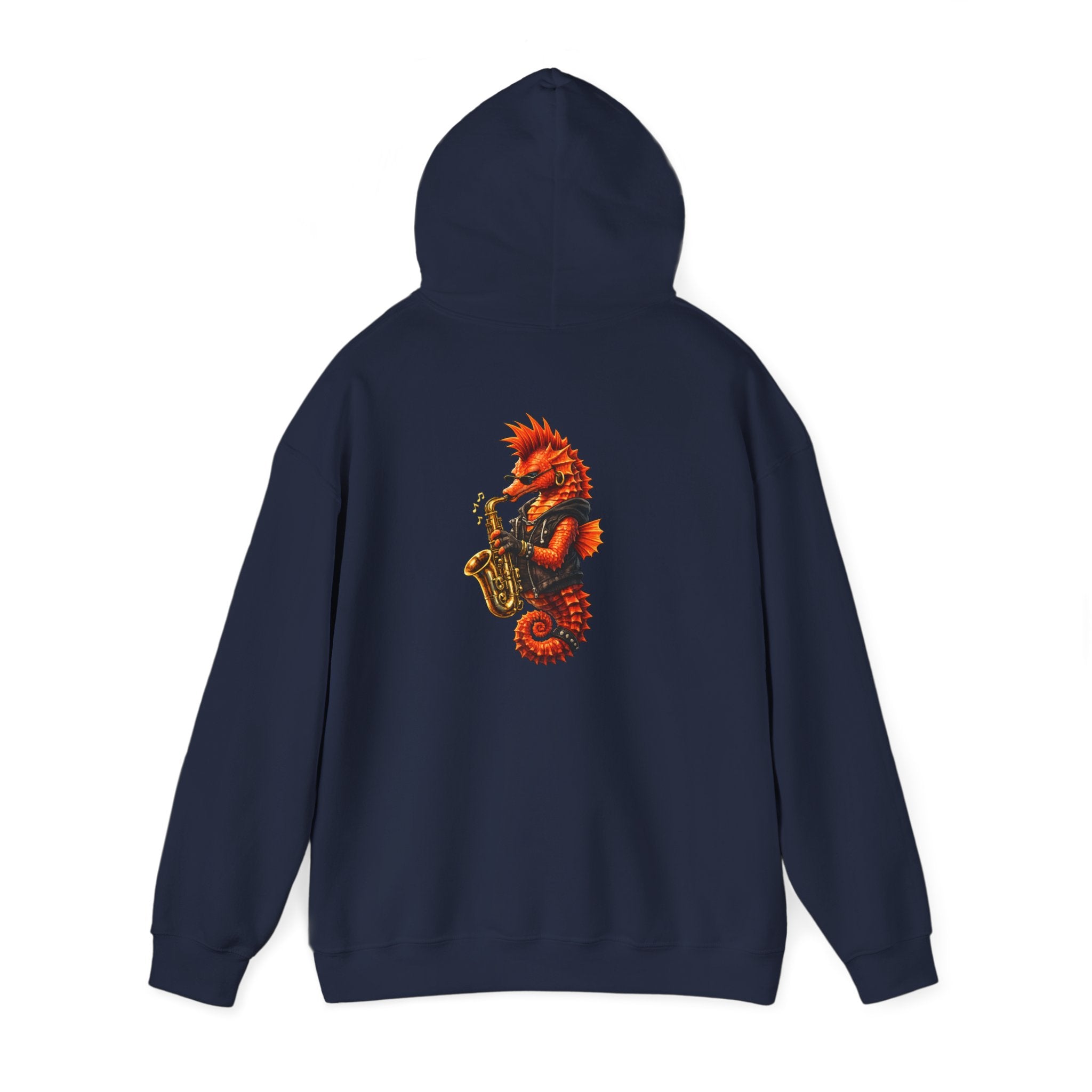 Seahorse on the sax - "Made under pressure. Made below sea level." - Graphic Hoodie