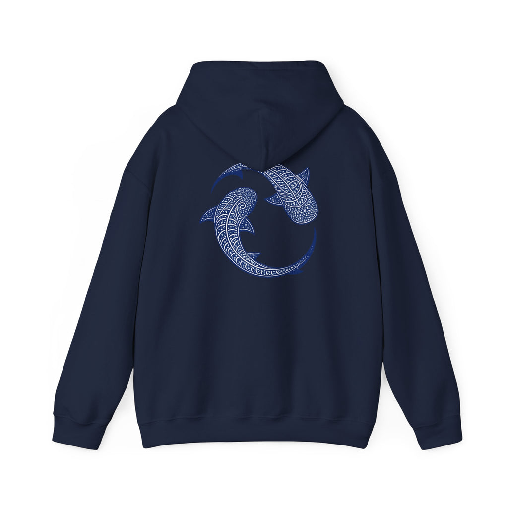 Blue whale Yin Yang Hoodie — Intricate Tribal Graphic Hoodie