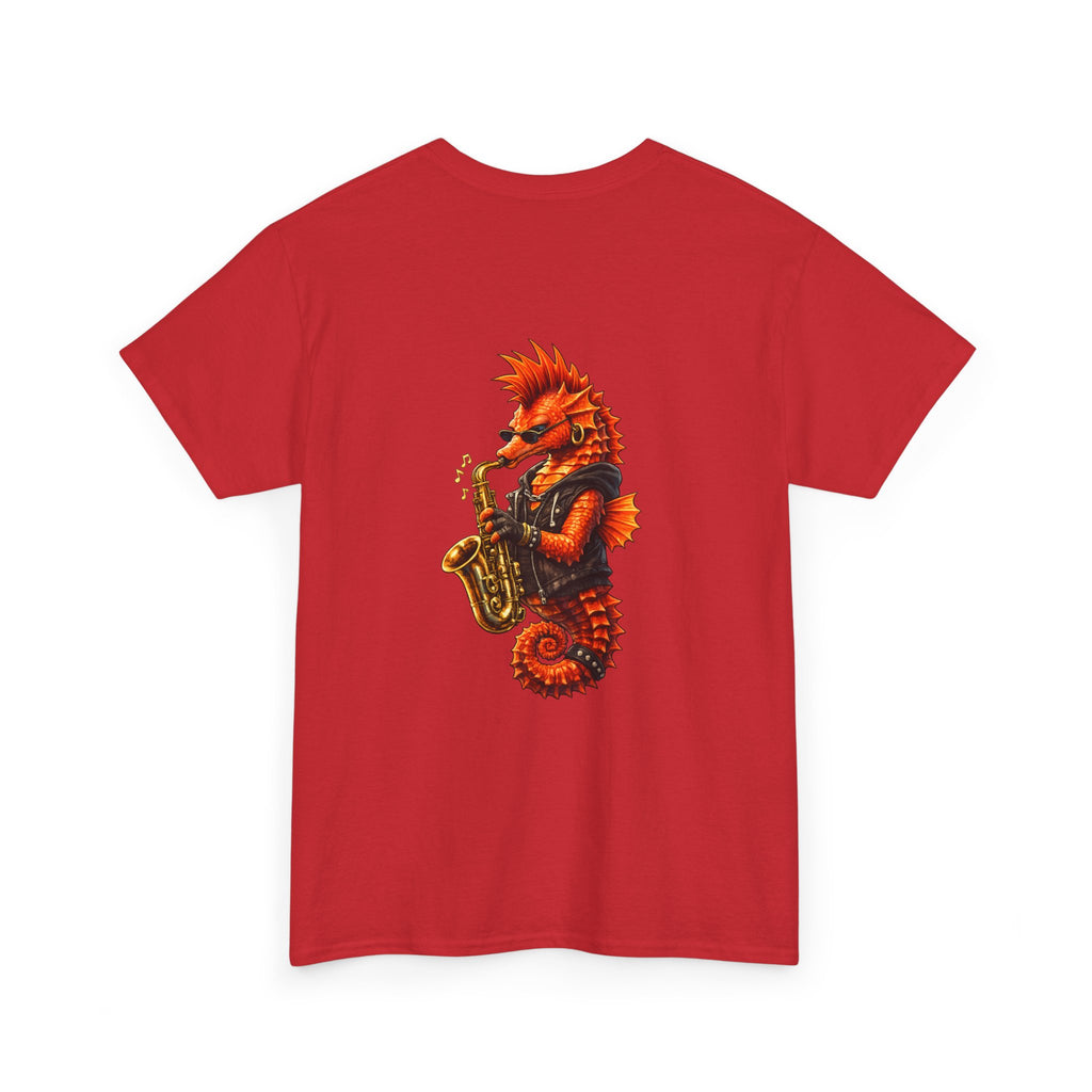 Seahorse on the Sax - "Made under pressure. Made below sea level." - Graphic T - Shirt