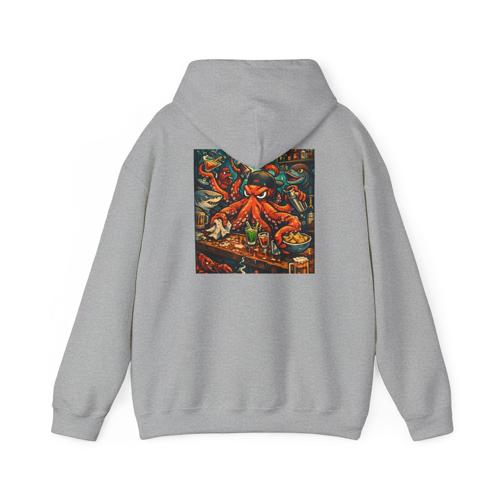 Octopus behind the bar multitasking - Graphic Hoodie