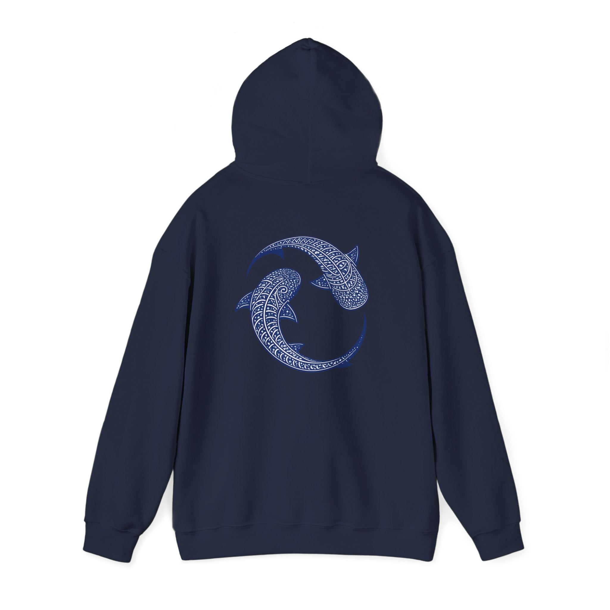 Blue whale Yin Yang Hoodie — Intricate Tribal Graphic Hoodie