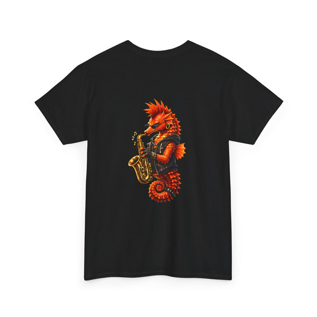 Seahorse on the Sax - "Made under pressure. Made below sea level." - Graphic T - Shirt