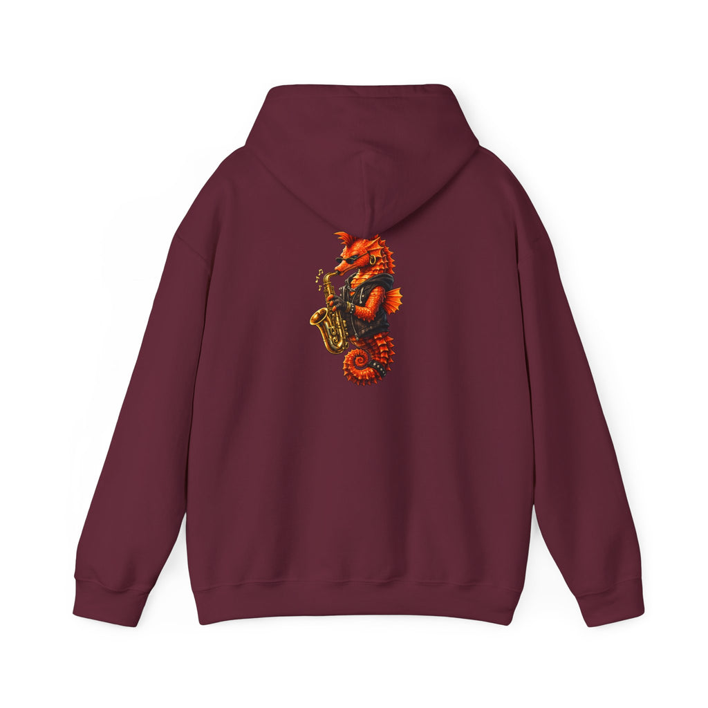 Seahorse on the sax - "Made under pressure. Made below sea level." - Graphic Hoodie