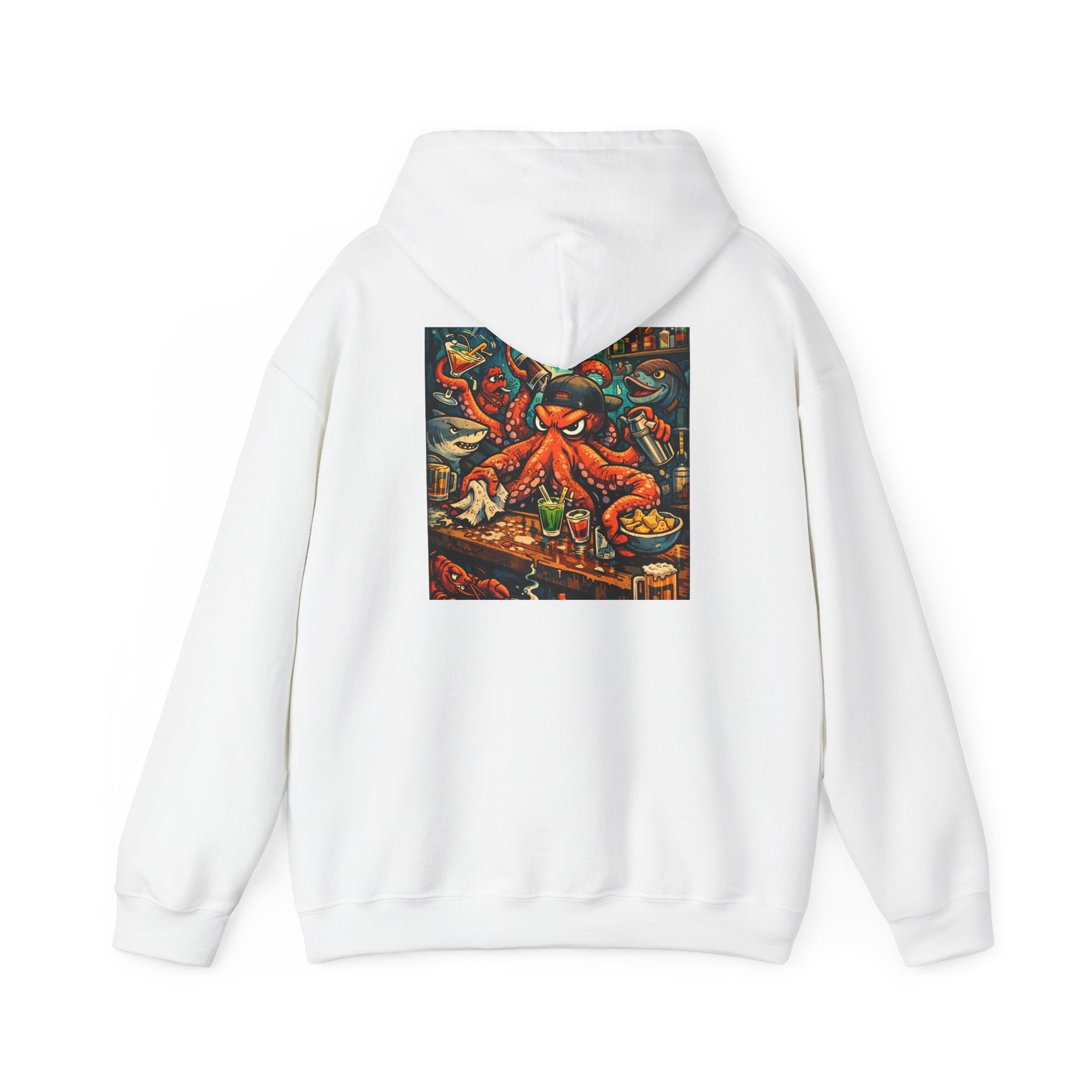 Octopus behind the bar multitasking - Graphic Hoodie