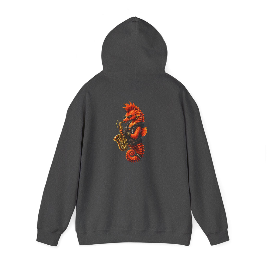Seahorse on the sax - "Made under pressure. Made below sea level." - Graphic Hoodie