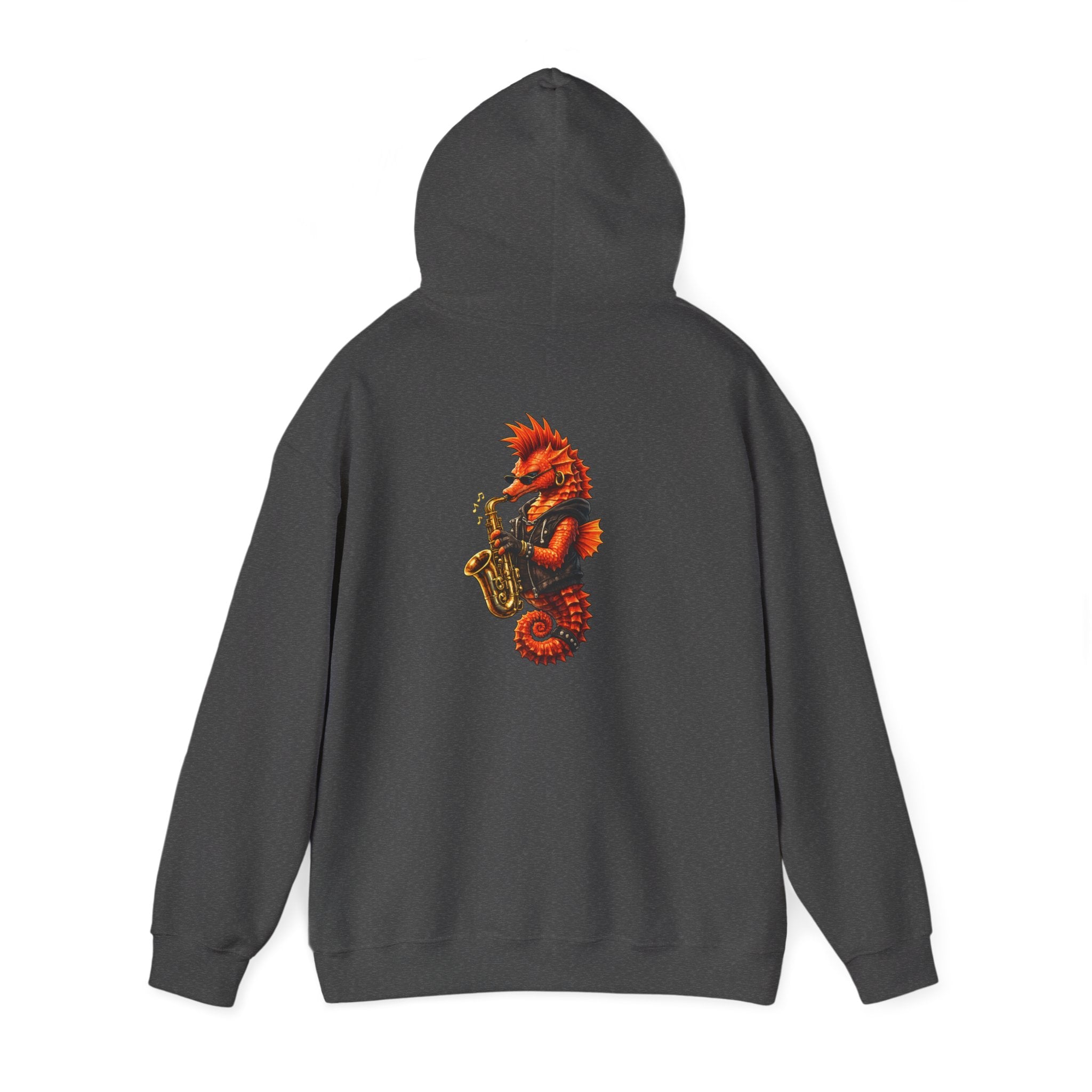 Seahorse on the sax - "Made under pressure. Made below sea level." - Graphic Hoodie