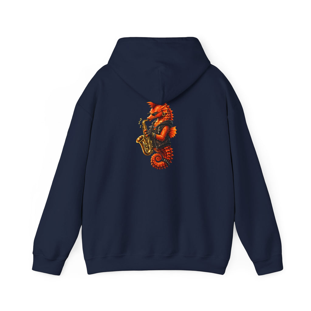 Seahorse on the sax - "Made under pressure. Made below sea level." - Graphic Hoodie