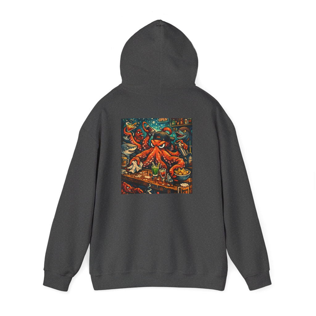 Octopus behind the bar multitasking - Graphic Hoodie