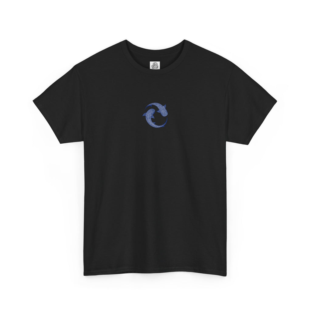 Blue Whale Yin Yang T‑Shirt - Intricate Tribal Graphic T-Shirt