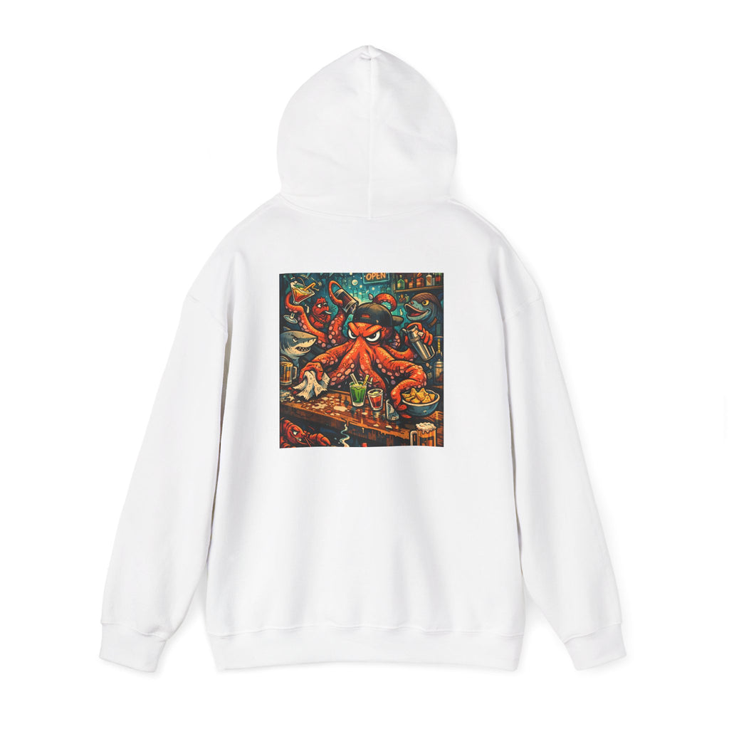 Octopus behind the bar multitasking - Graphic Hoodie