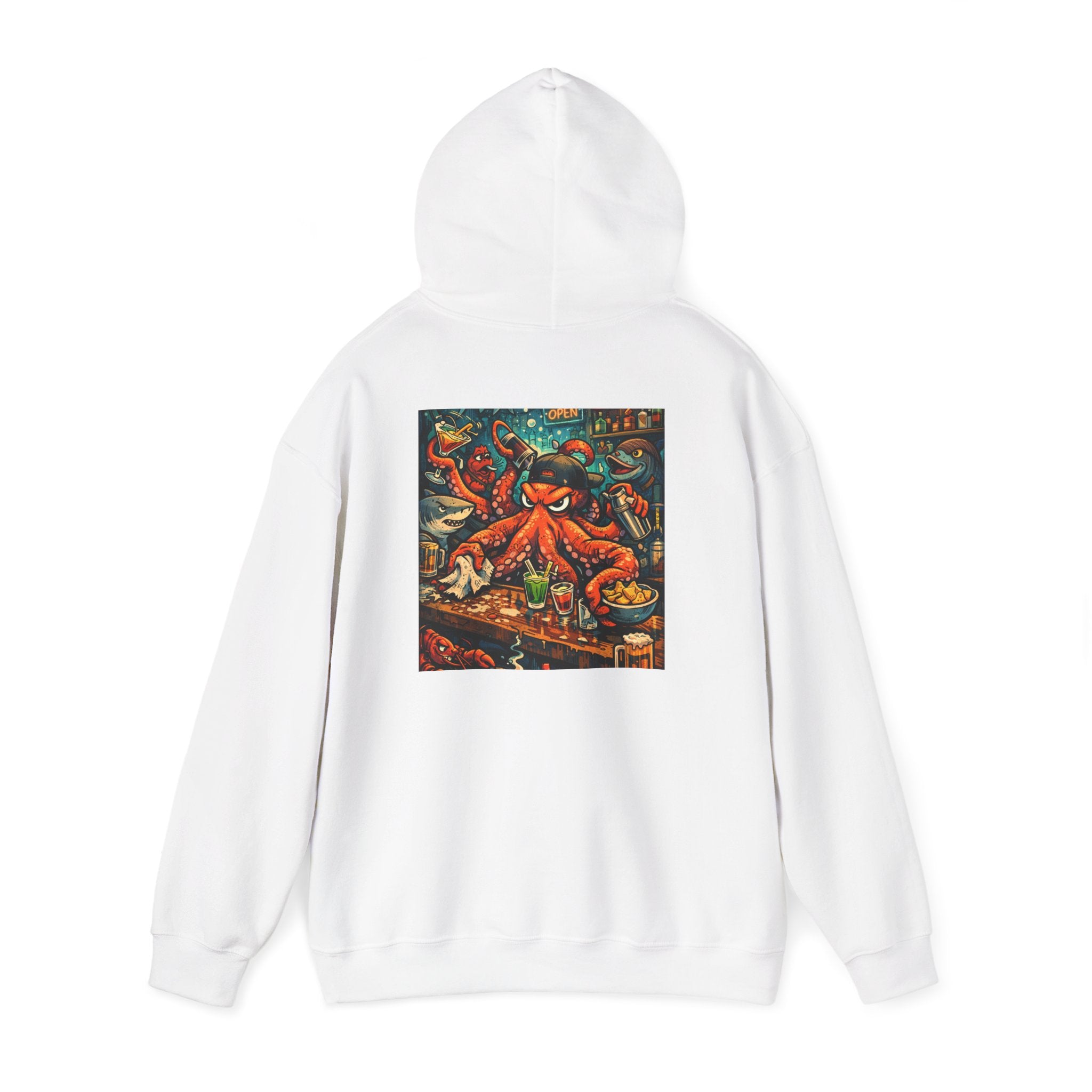 Octopus behind the bar multitasking - Graphic Hoodie