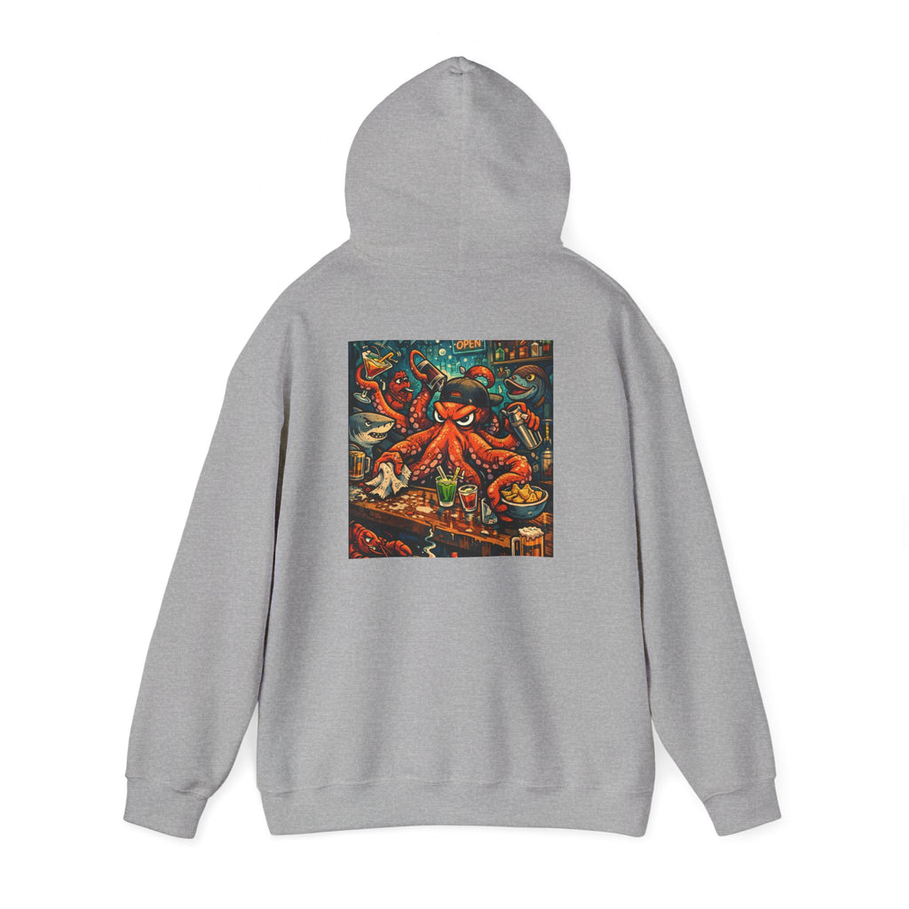 Octopus behind the bar multitasking - Graphic Hoodie