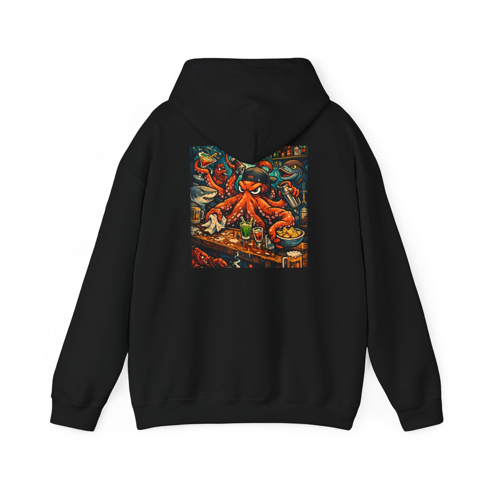 Octopus behind the bar multitasking - Graphic Hoodie