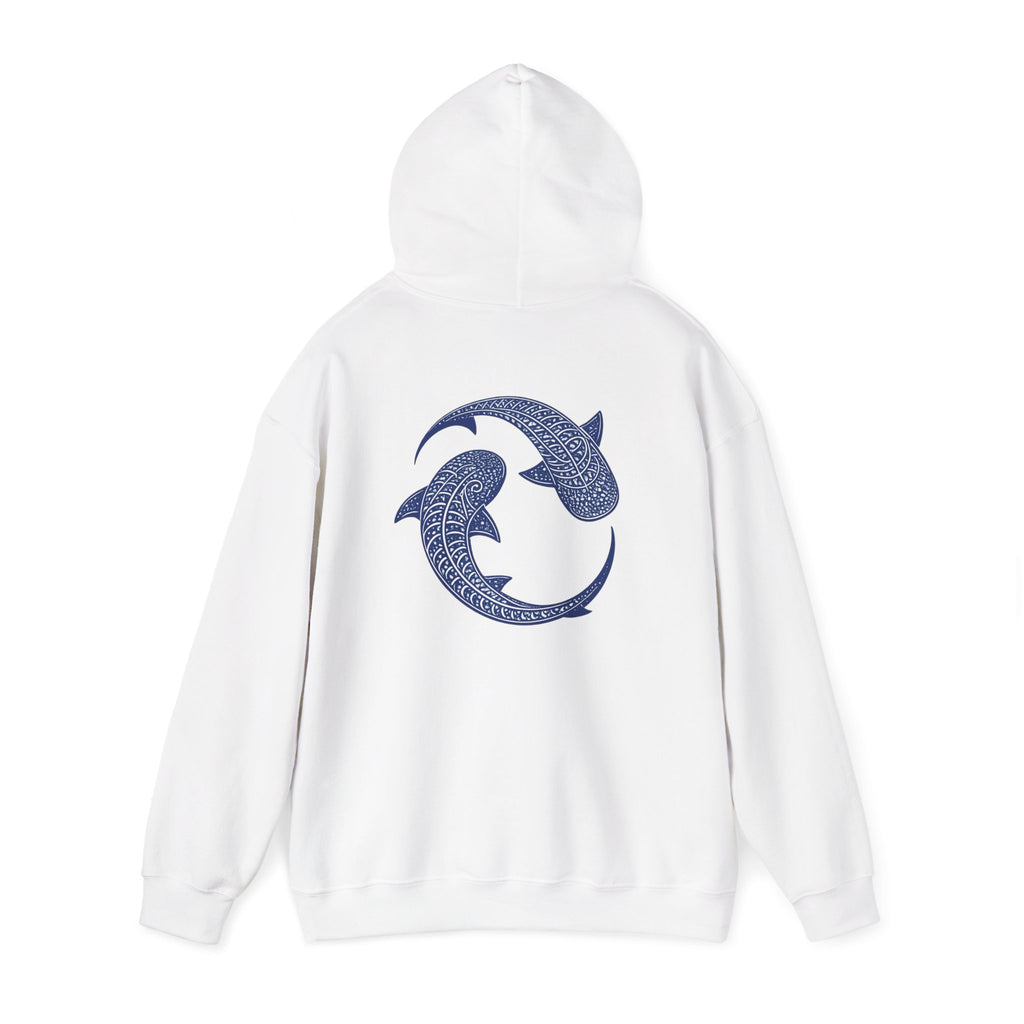 Blue whale Yin Yang Hoodie — Intricate Tribal Graphic Hoodie