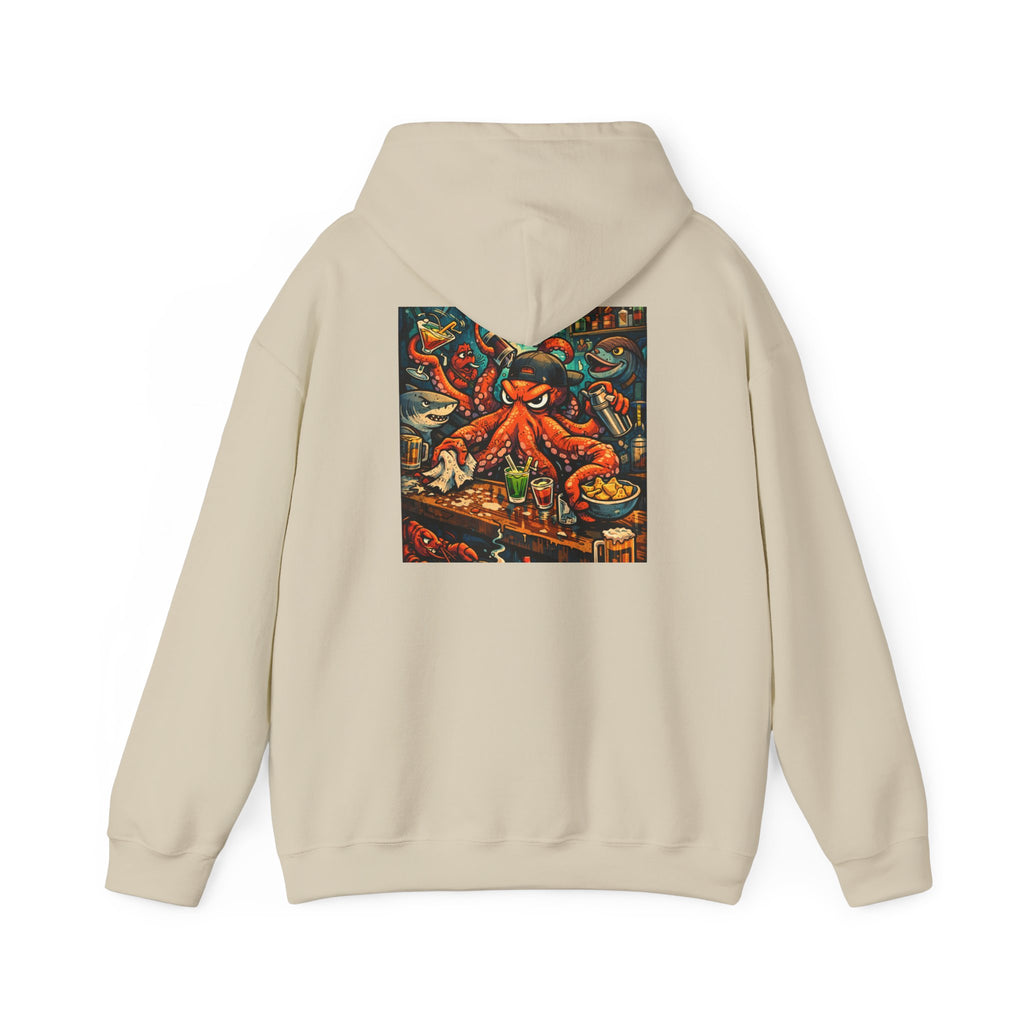 Octopus behind the bar multitasking - Graphic Hoodie