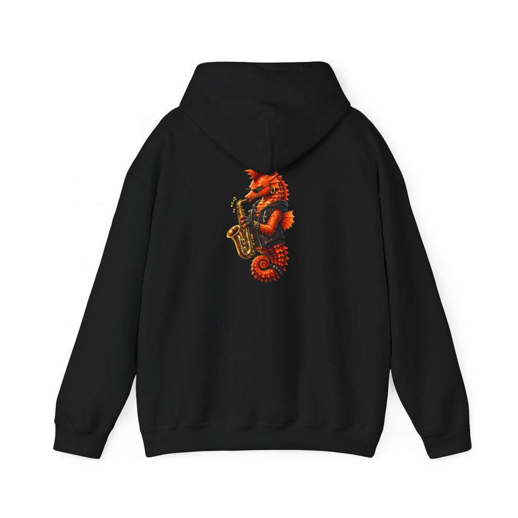 Seahorse on the sax - "Made under pressure. Made below sea level." - Graphic Hoodie