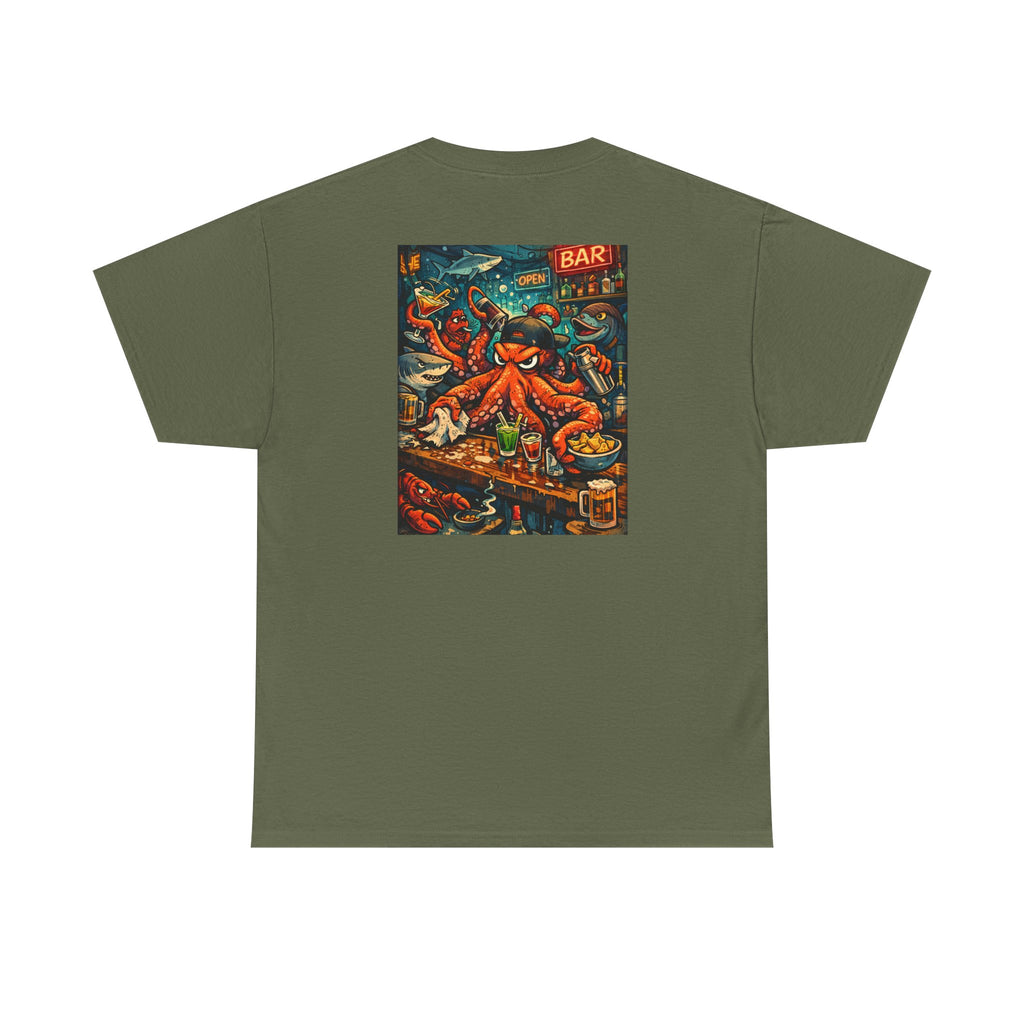 Octopus behind the bar multitasking - Graphic T-Shirt