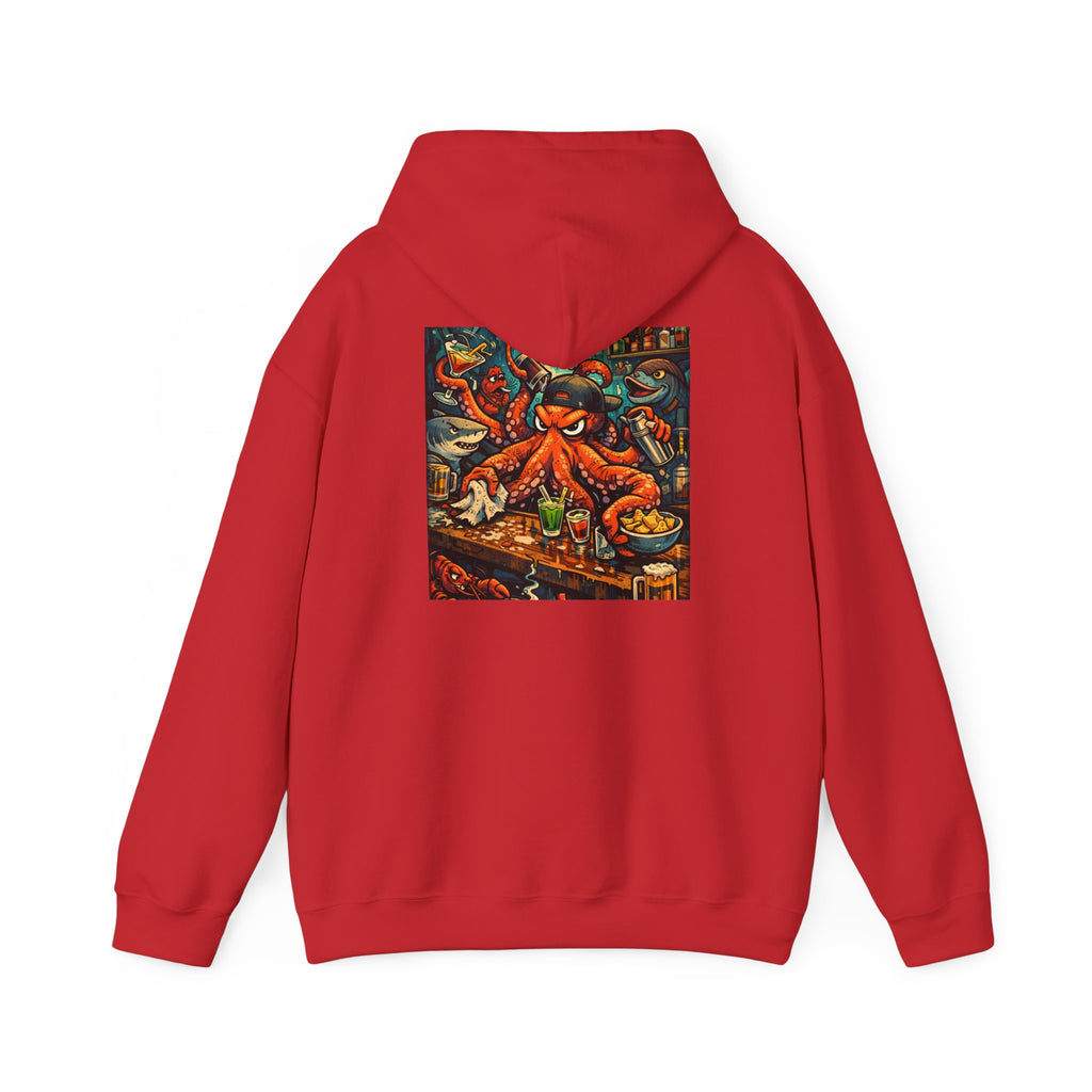 Octopus behind the bar multitasking - Graphic Hoodie