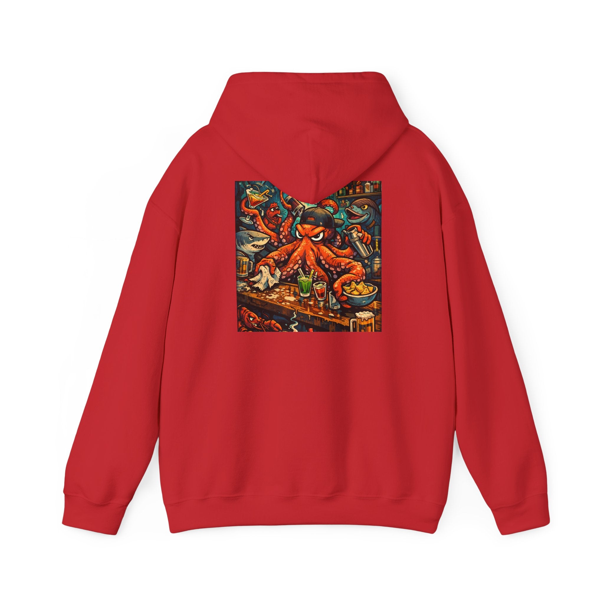 Octopus behind the bar multitasking - Graphic Hoodie
