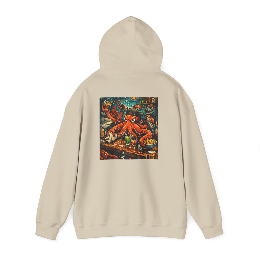 Octopus behind the bar multitasking - Graphic Hoodie