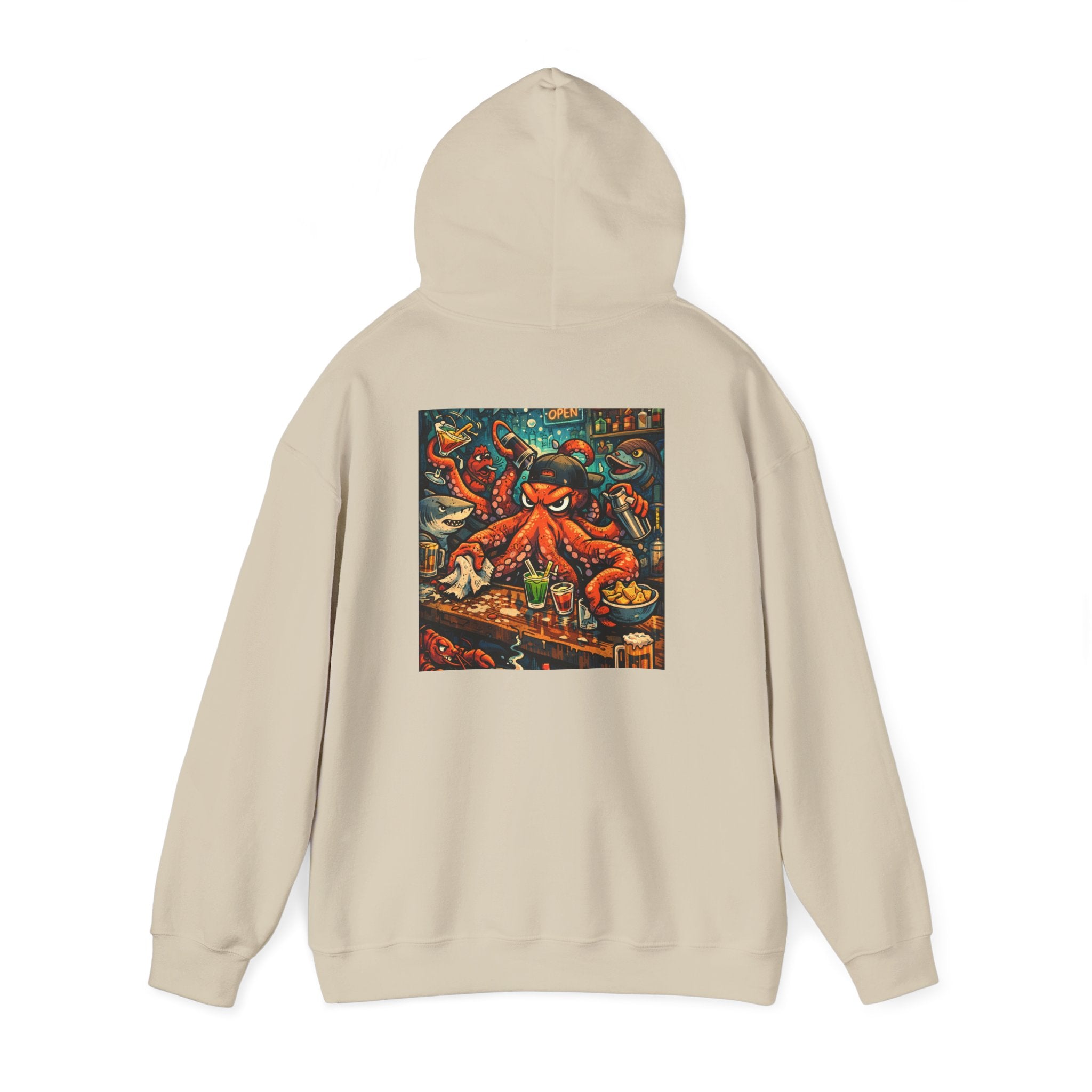 Octopus behind the bar multitasking - Graphic Hoodie