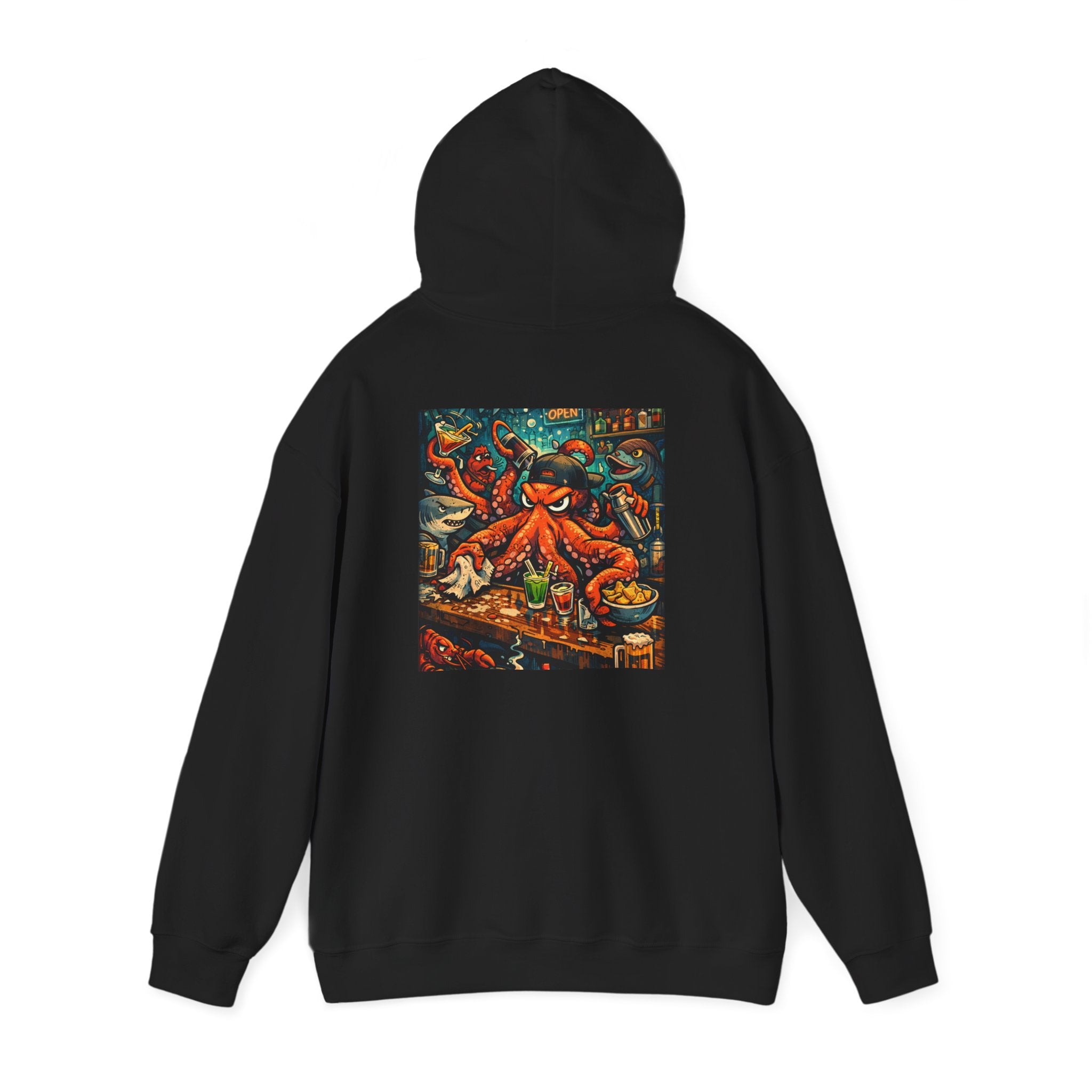 Octopus behind the bar multitasking - Graphic Hoodie