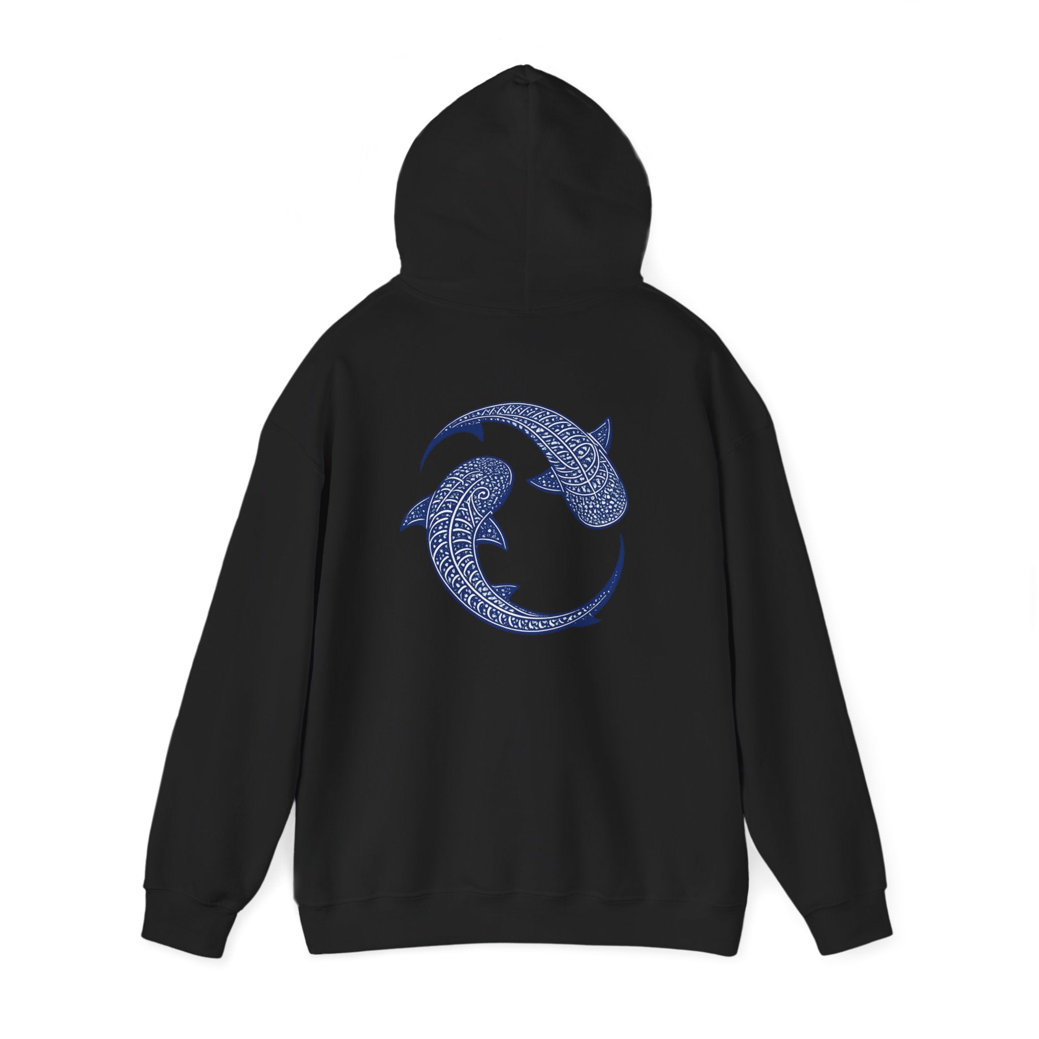 Blue whale Yin Yang Hoodie — Intricate Tribal Graphic Hoodie