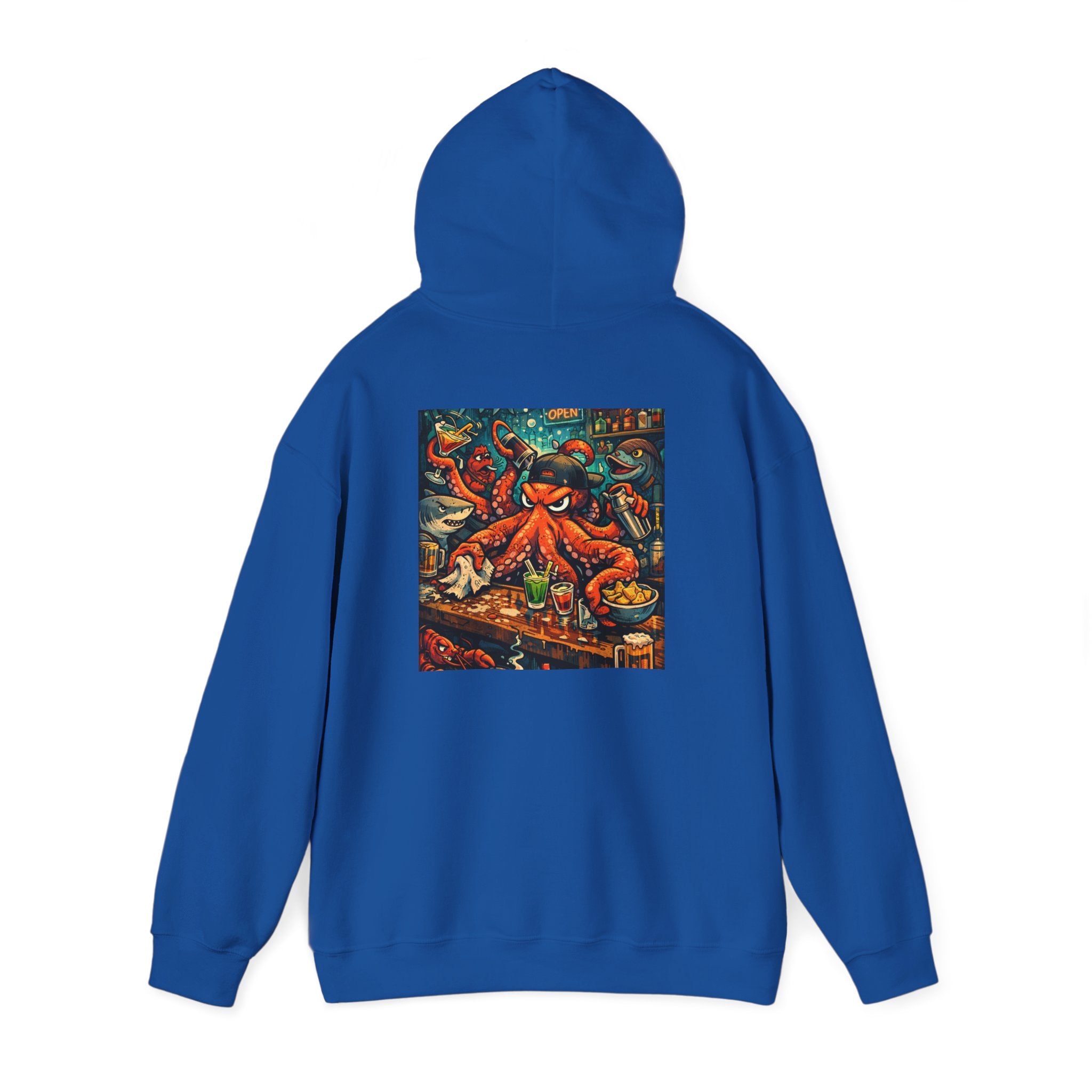Octopus behind the bar multitasking - Graphic Hoodie