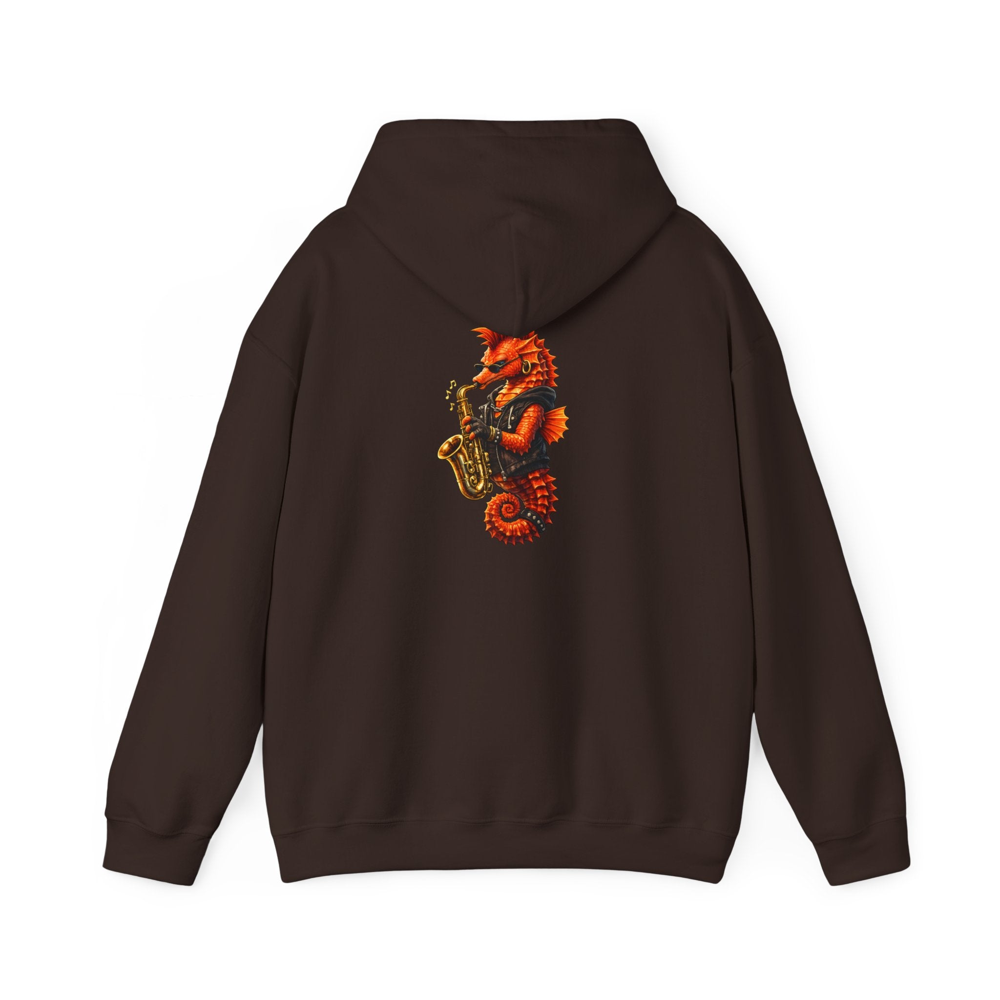 Seahorse on the sax - "Made under pressure. Made below sea level." - Graphic Hoodie