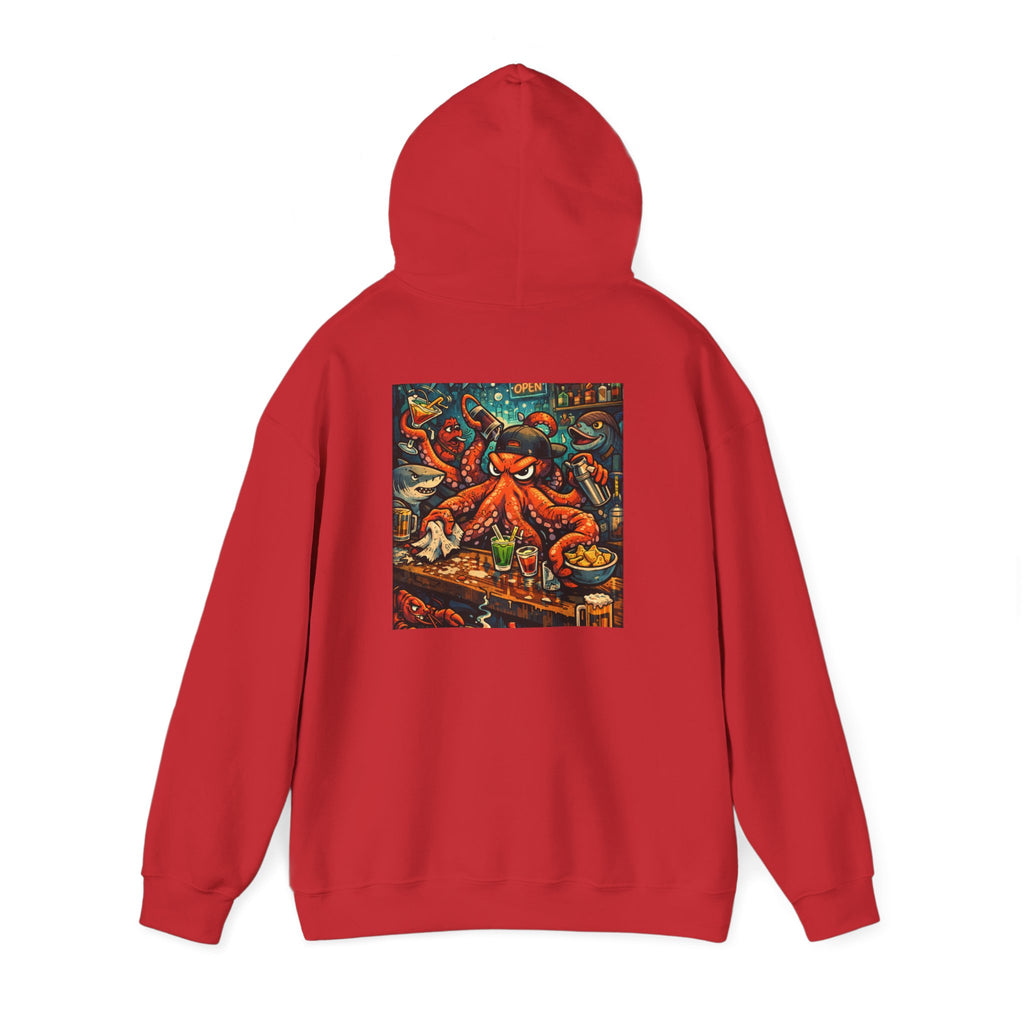 Octopus behind the bar multitasking - Graphic Hoodie