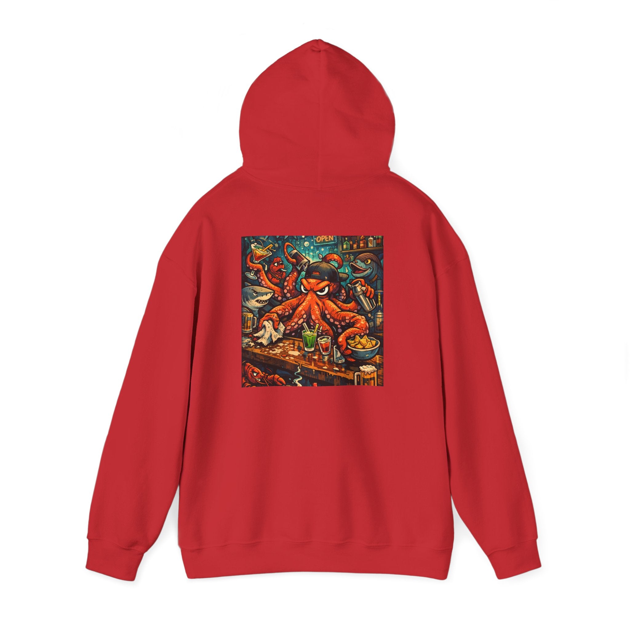 Octopus behind the bar multitasking - Graphic Hoodie