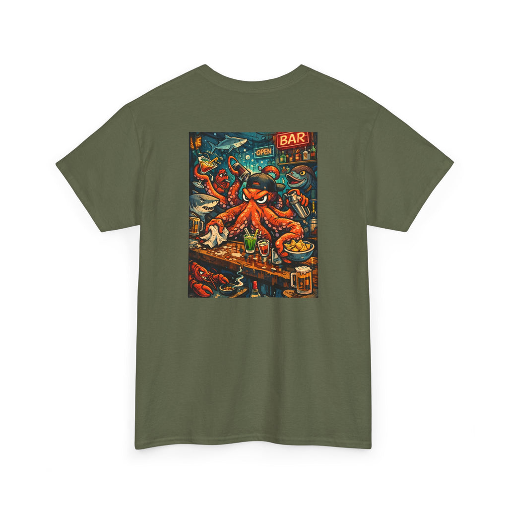 Octopus behind the bar multitasking - Graphic T-Shirt