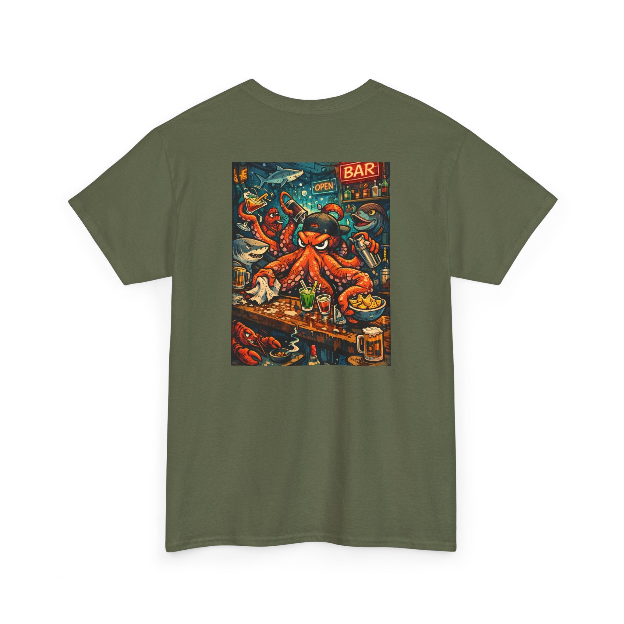 Octopus behind the bar multitasking - Graphic T-Shirt