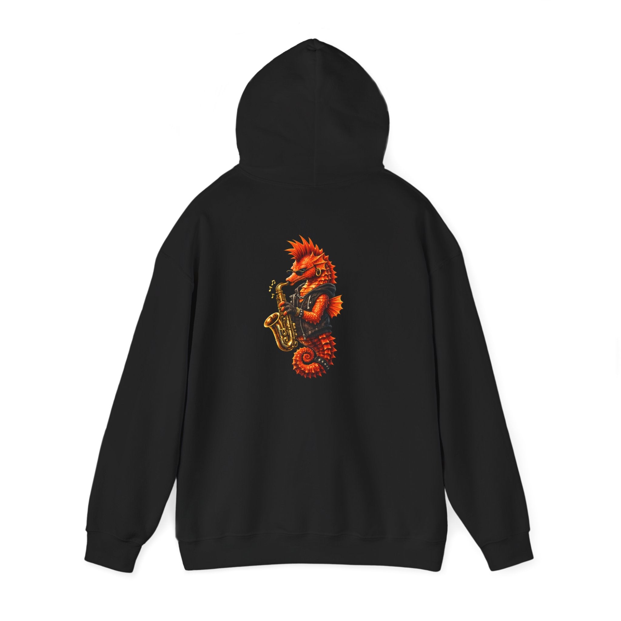 Seahorse on the sax - "Made under pressure. Made below sea level." - Graphic Hoodie