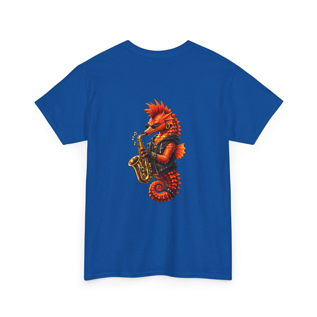Seahorse on the Sax - "Made under pressure. Made below sea level." - Graphic T - Shirt