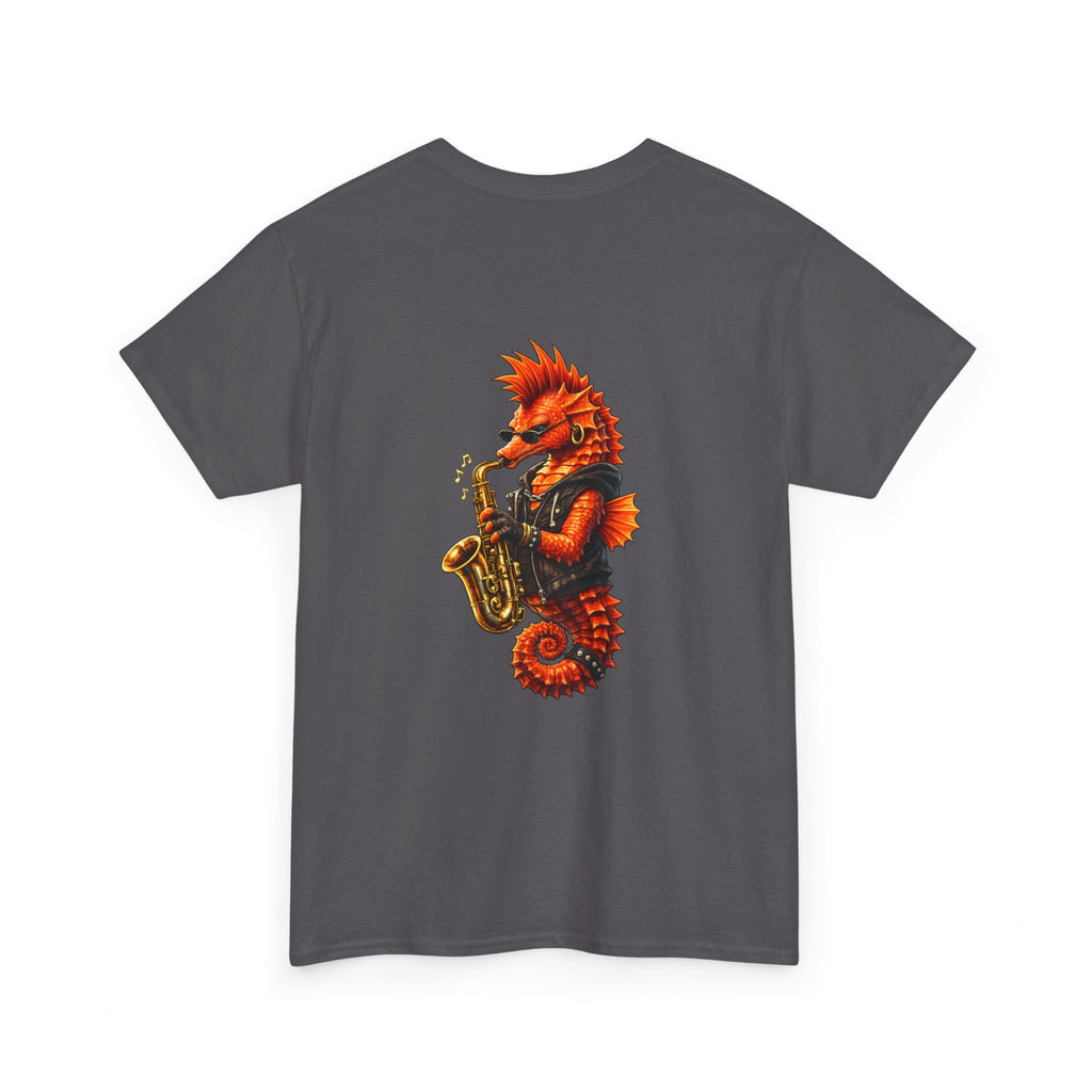 Seahorse on the Sax - "Made under pressure. Made below sea level." - Graphic T - Shirt