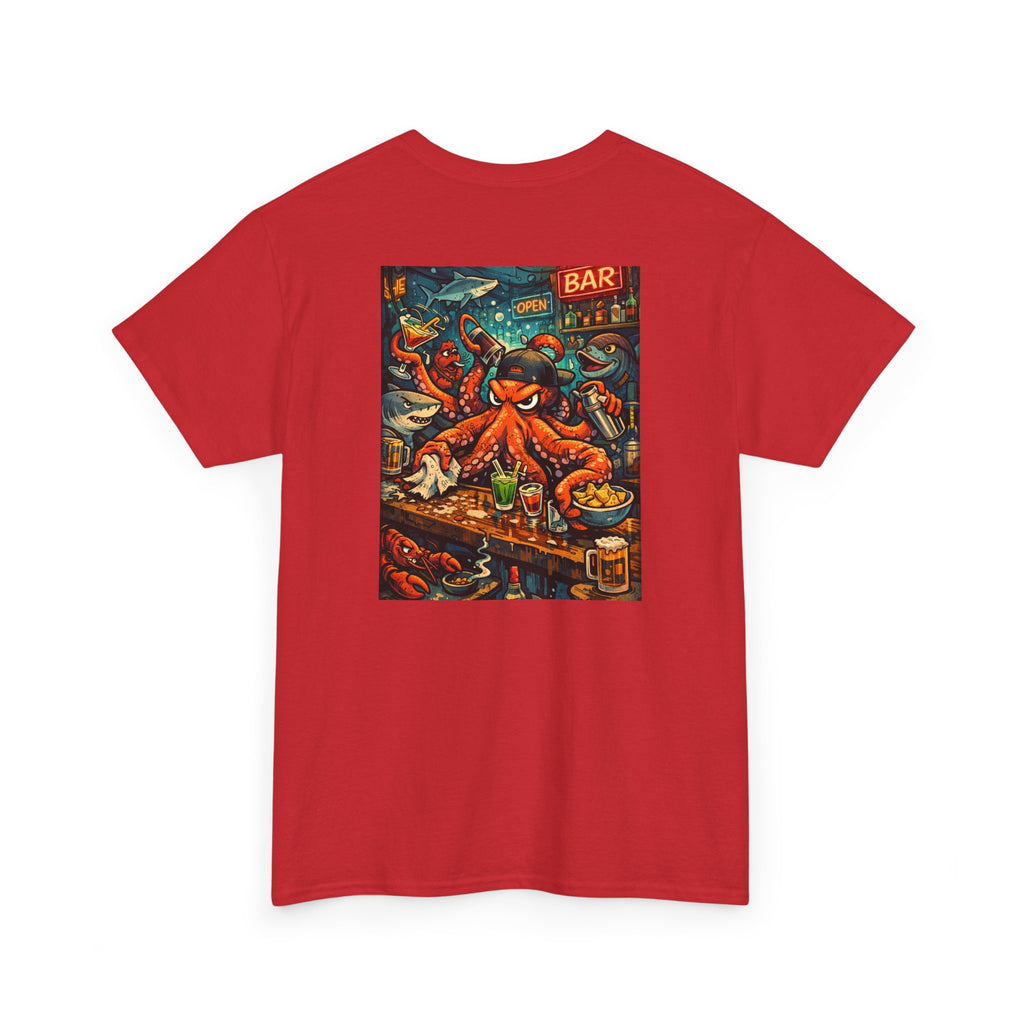 Octopus behind the bar multitasking - Graphic T-Shirt