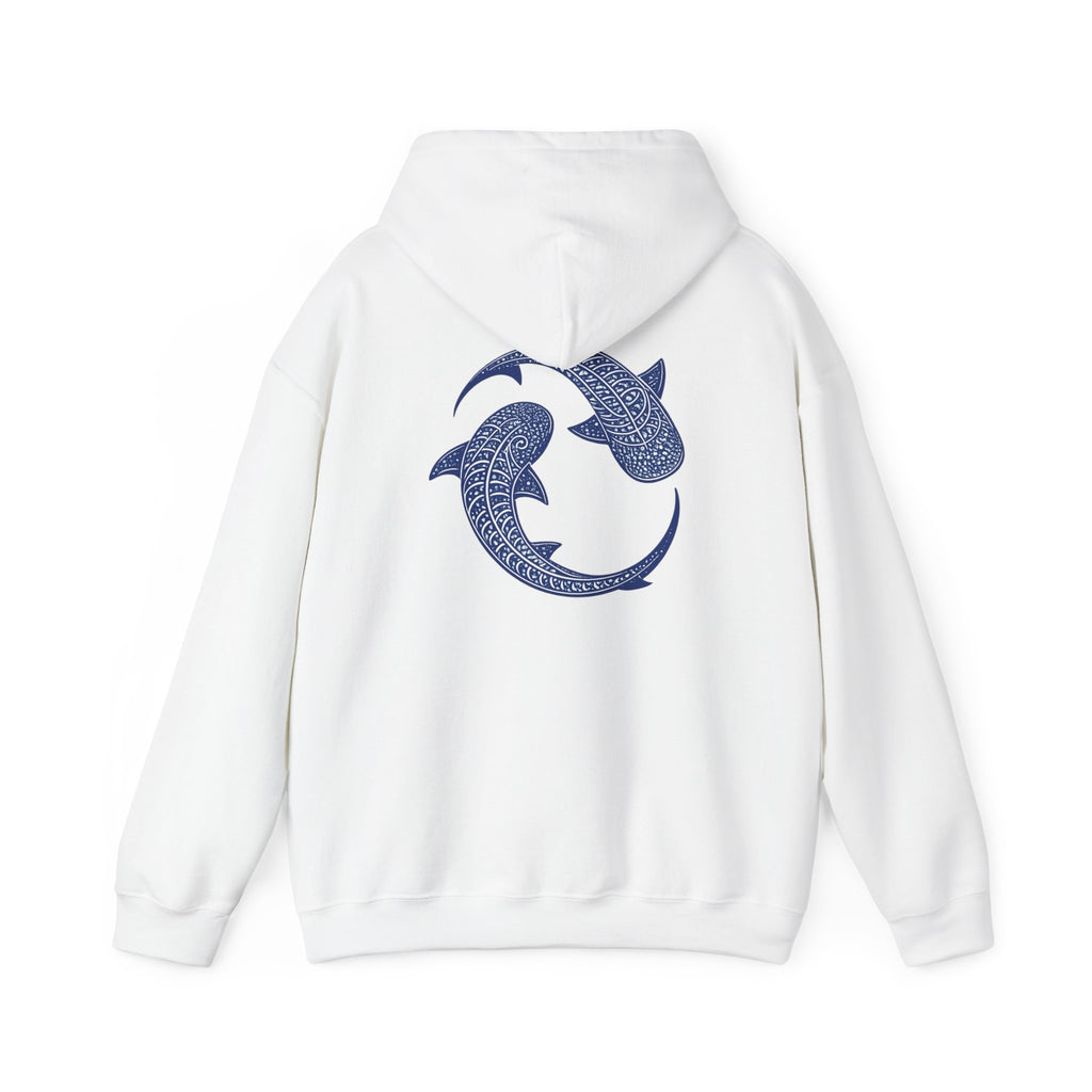 Blue whale Yin Yang Hoodie — Intricate Tribal Graphic Hoodie